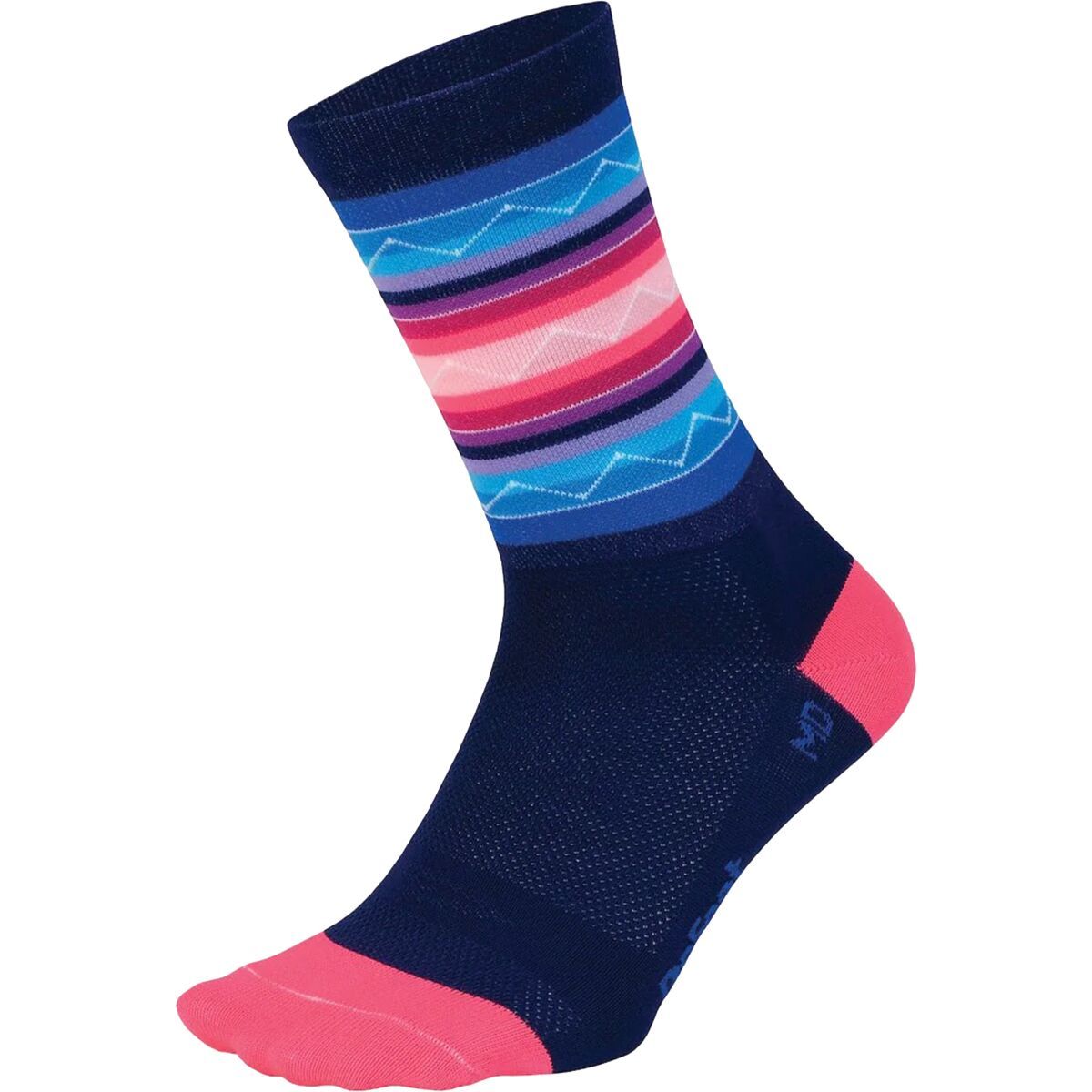 Image of DeFeet Aireator 6in Santa Fe Sock Light Navy/Hi-Vis Pink, XL