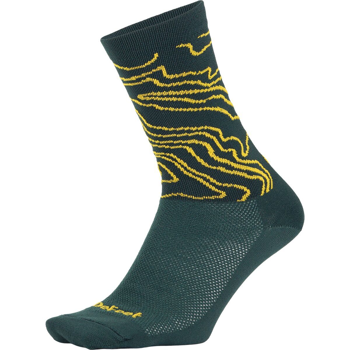 Image of DeFeet Aireator 6in Topo Sock Forest Green/Light Gold, XL