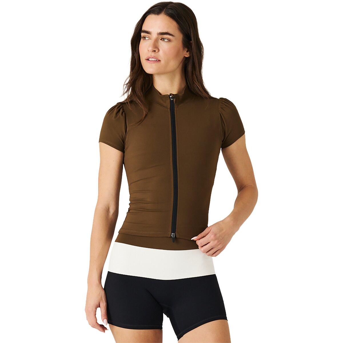 Image of Daughter Lessons Contour Cap Sleeve Jacket - Women's Brown, L