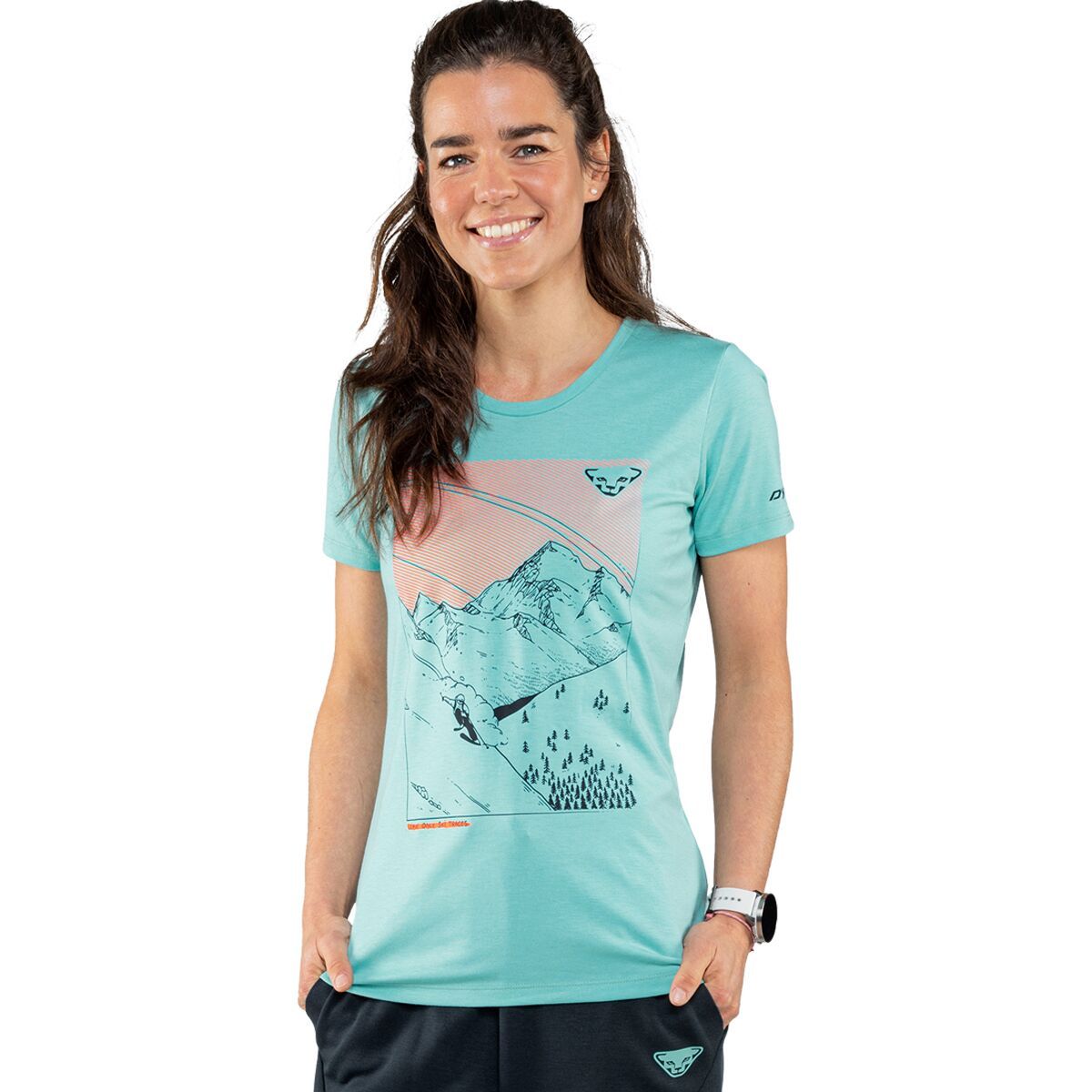 Dynafit Artist Series DriRelease T-Shirt - Women's Marine Blue/Ski Traces Downhil, S