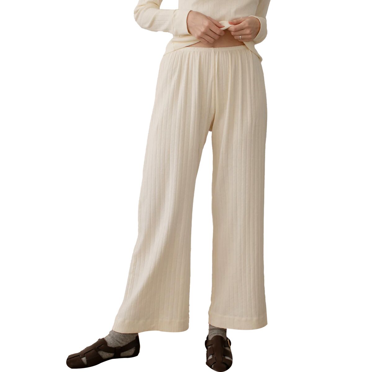 Image of Donni The Pointelle Simple Crop Pant - Women's Creme, S