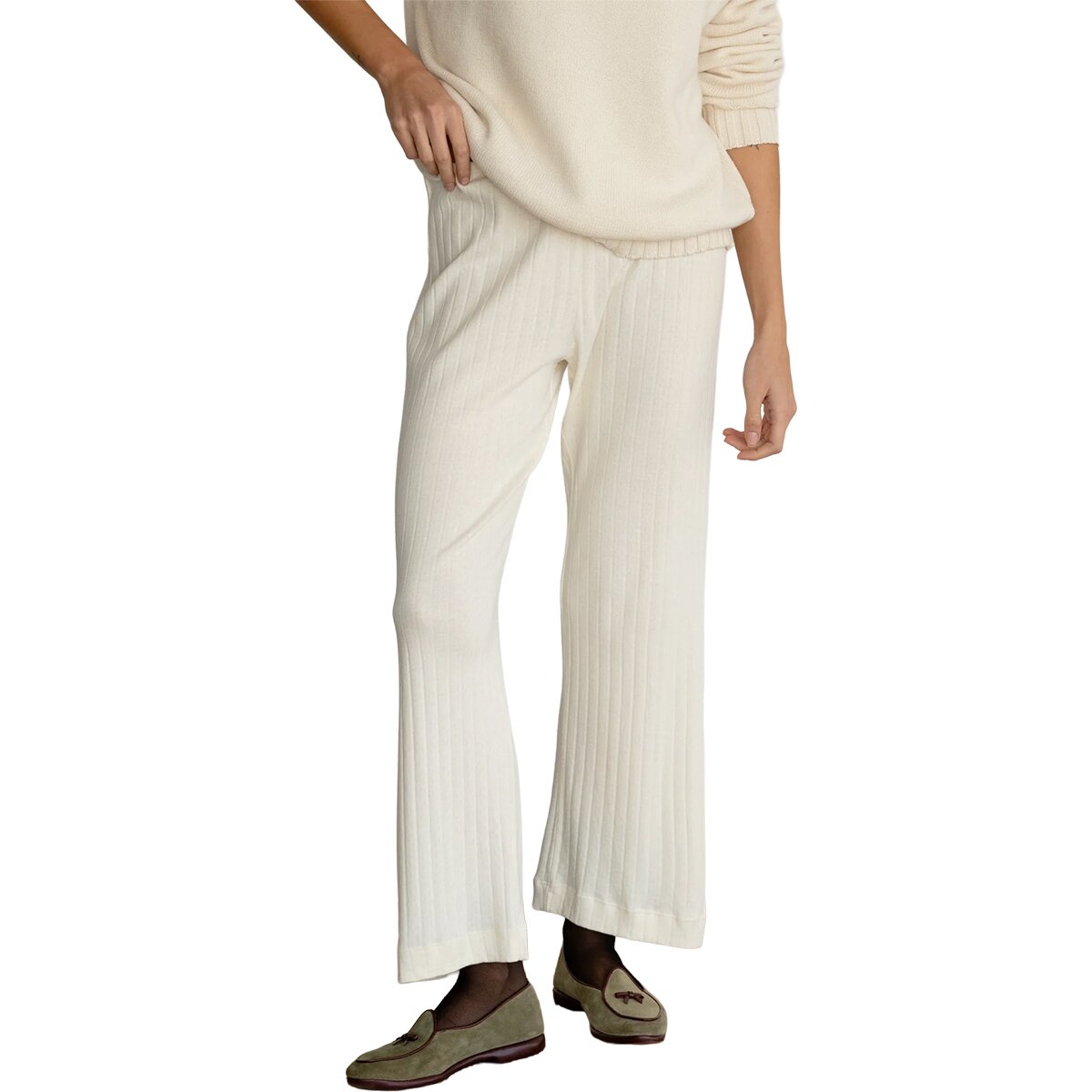 Image of Donni The Pointelle Simple Crop Pant - Women's Creme2, XL