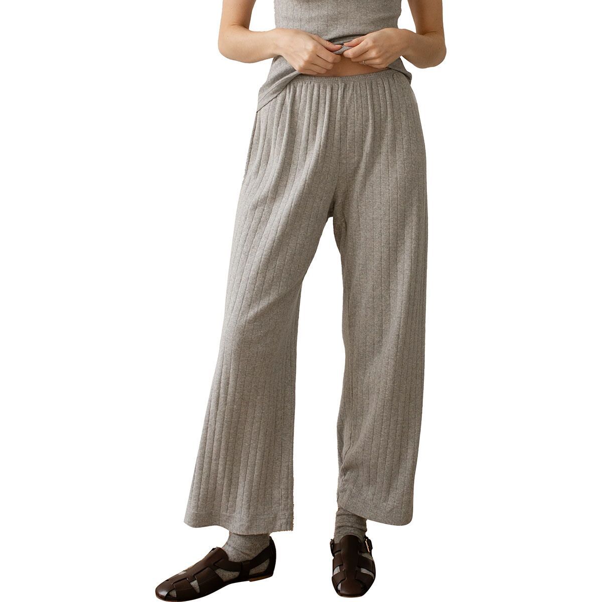 Image of Donni The Pointelle Simple Crop Pant - Women's Heather Grey, M