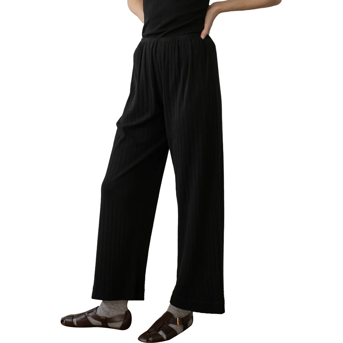 Image of Donni The Pointelle Simple Crop Pant - Women's Jet, S