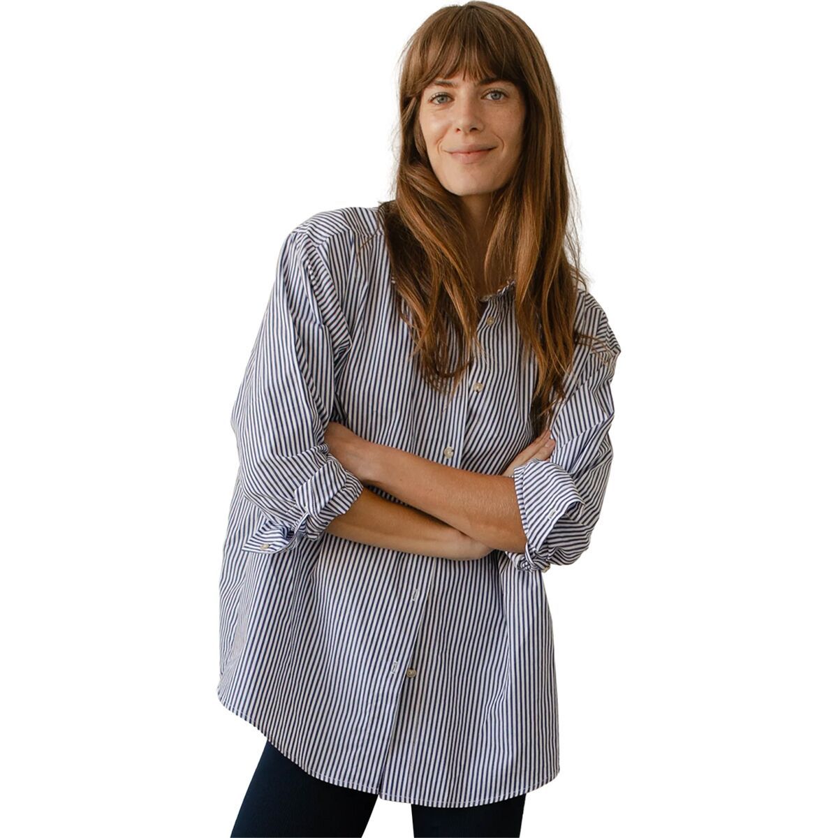 Image of Donni The Pop Shirt - Women's Navy Stripe, M