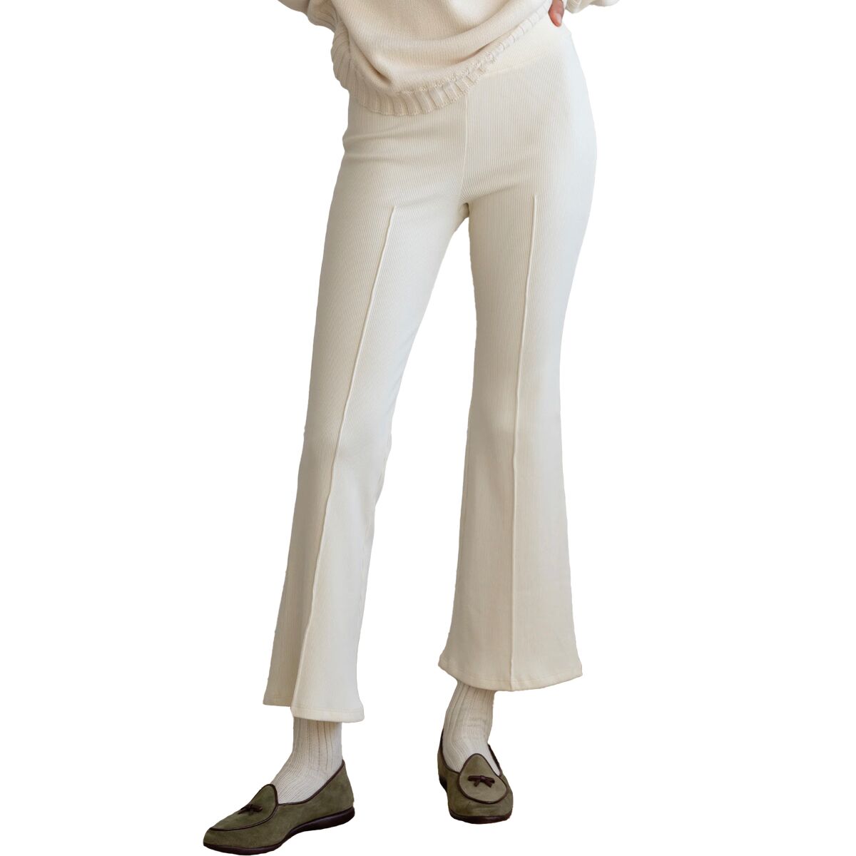 Image of Donni The Rib Kick Flare Pant - Women's Creme, L