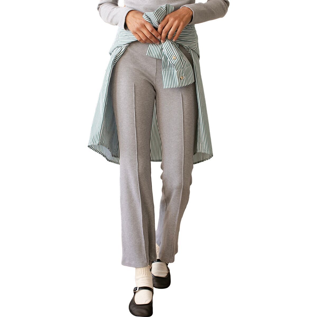 Image of Donni The Rib Kick Flare Pant - Women's Heather Grey, XS