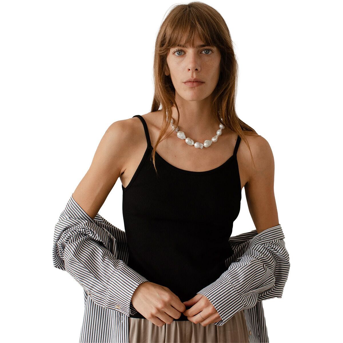 Image of Donni The Rib Spaghetti Tank Top - Women's Jet, M