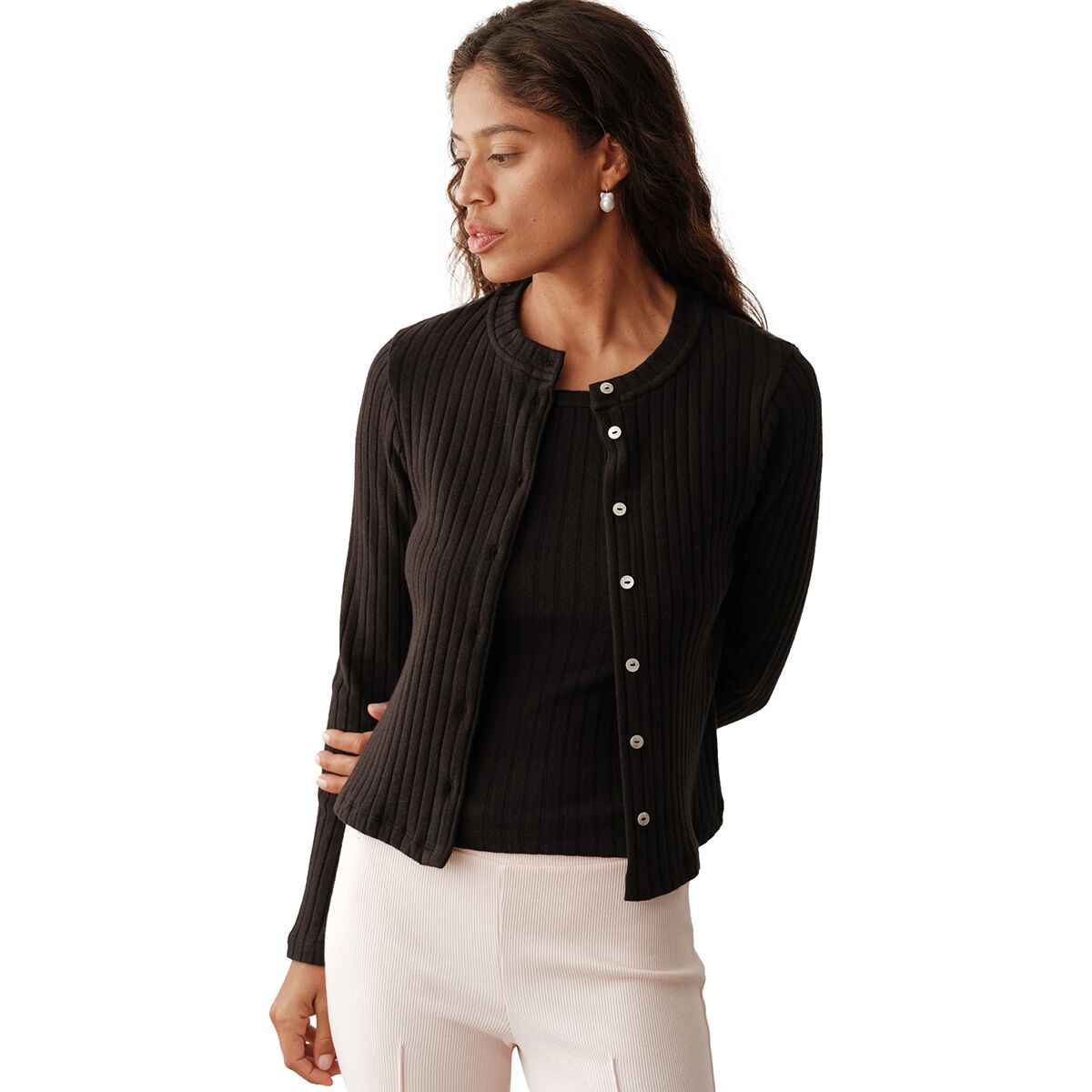 Image of Donni The Sweater Rib Cardigan - Women's Jet, M