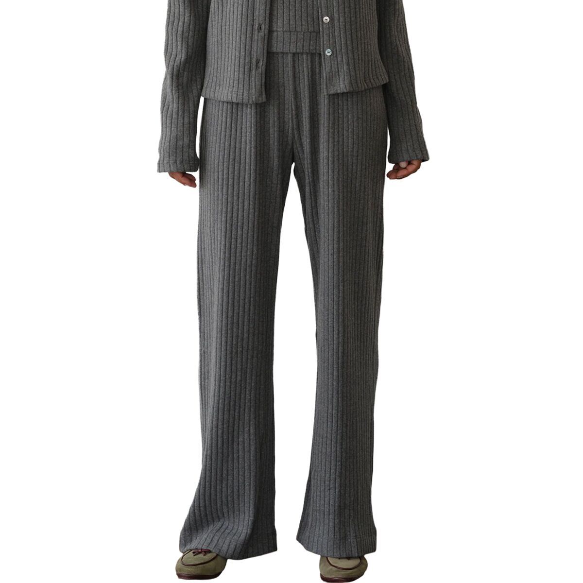 Image of Donni The Sweater Rib Simple Pant - Women's Charcoal Grey, M