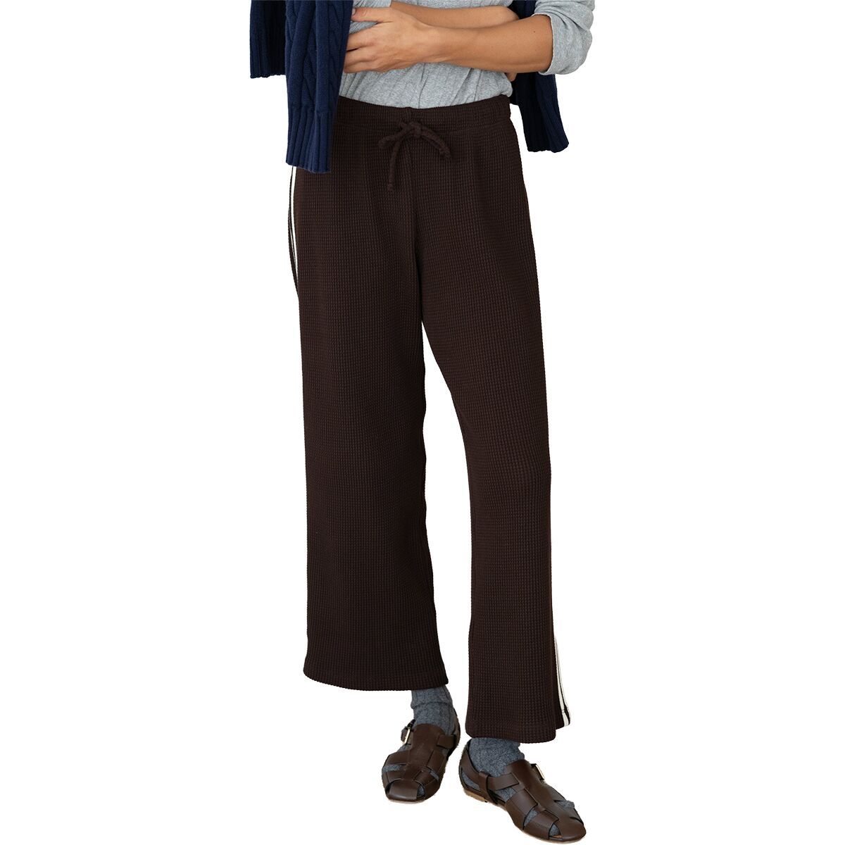 Image of Donni The Thermal Stripe Crop Pant - Women's Espresso, L