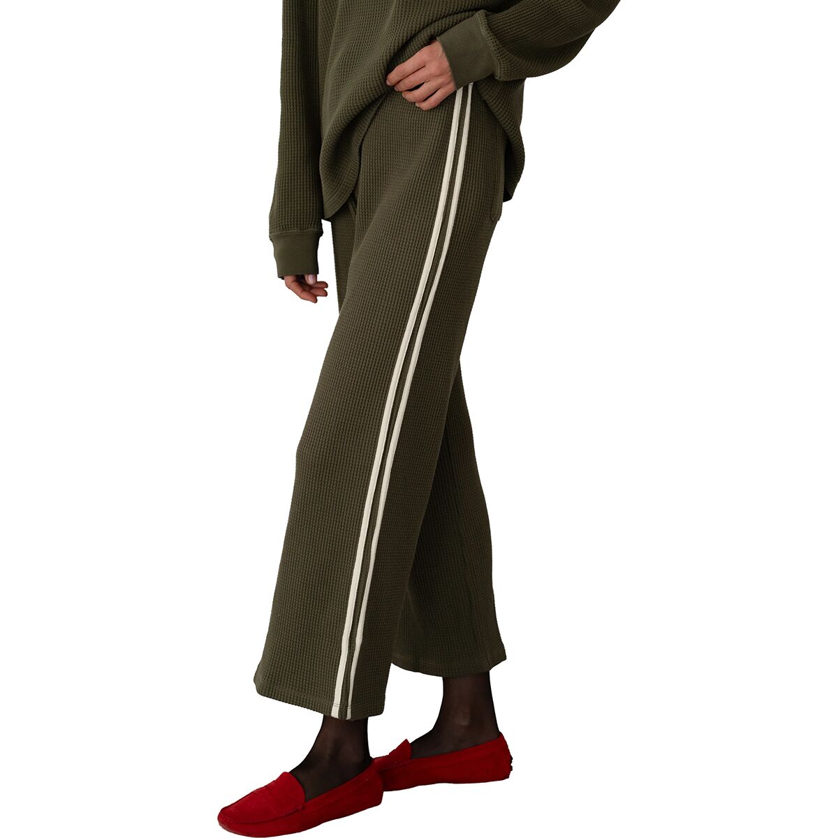 Image of Donni The Thermal Stripe Crop Pant - Women's Oregano, L