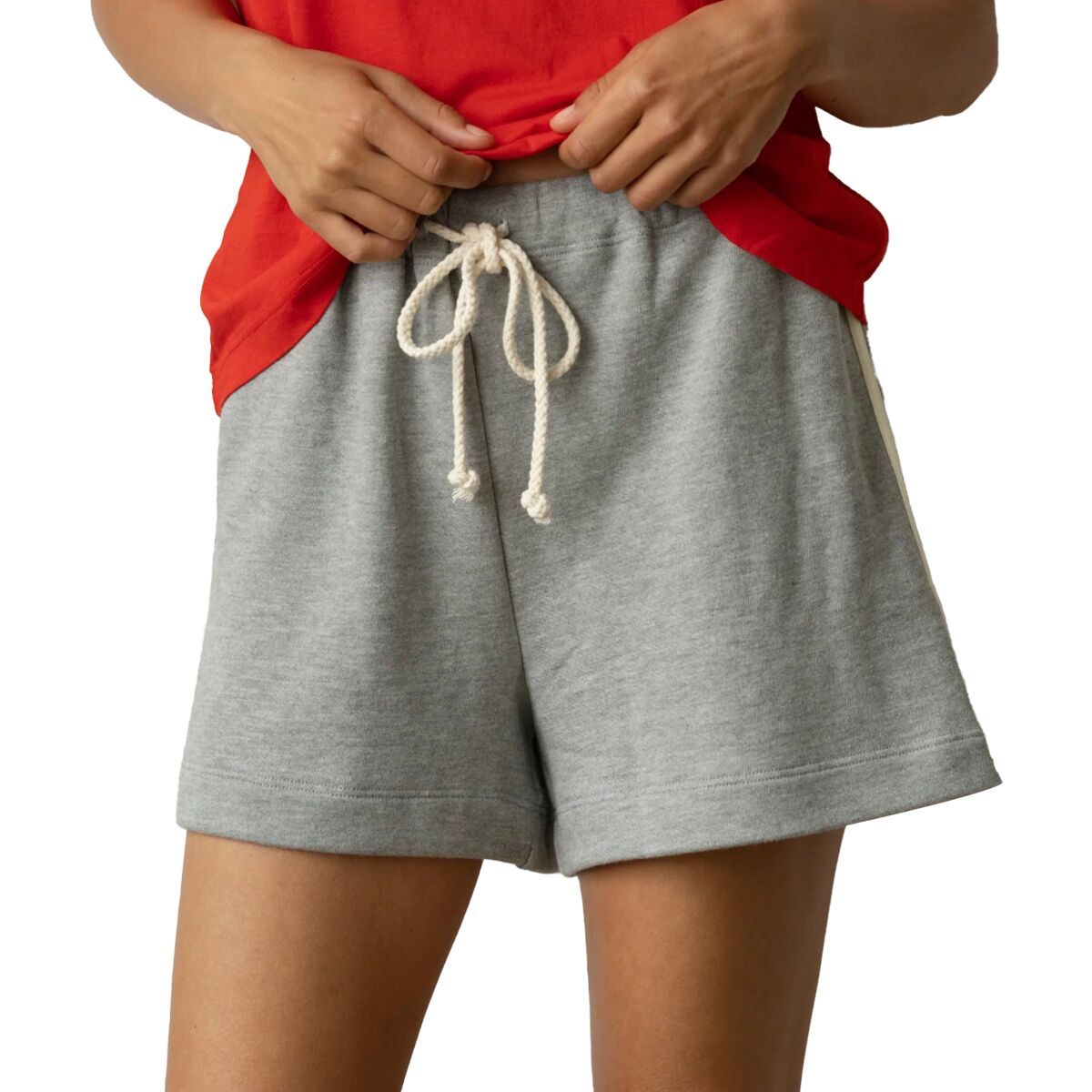 Image of Donni The Eco-Terry Stripe Short - Women's Heather Grey, L