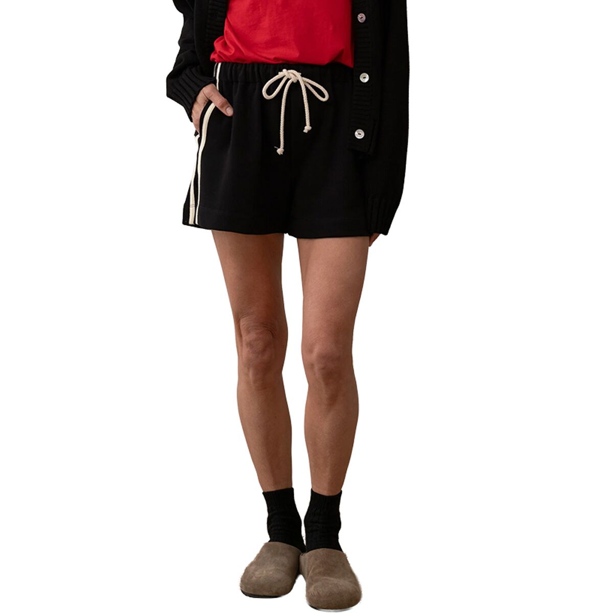 Image of Donni The Eco-Terry Stripe Short - Women's Jet, M