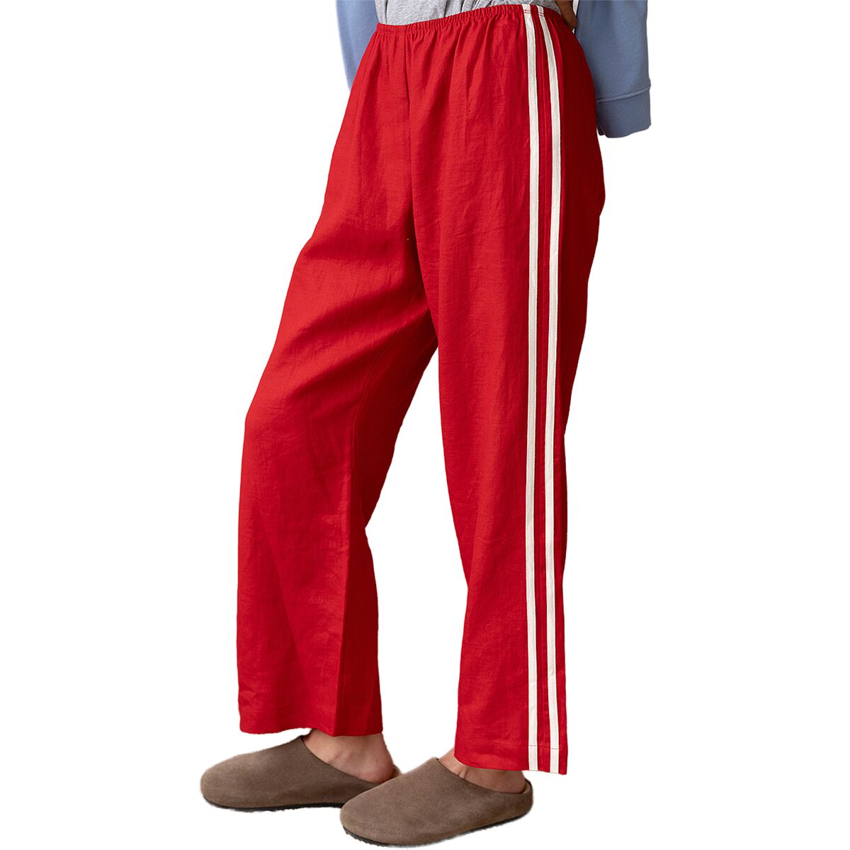 Image of Donni The Linen Crop Racer Stripe Pant - Women's BellPepper, XL