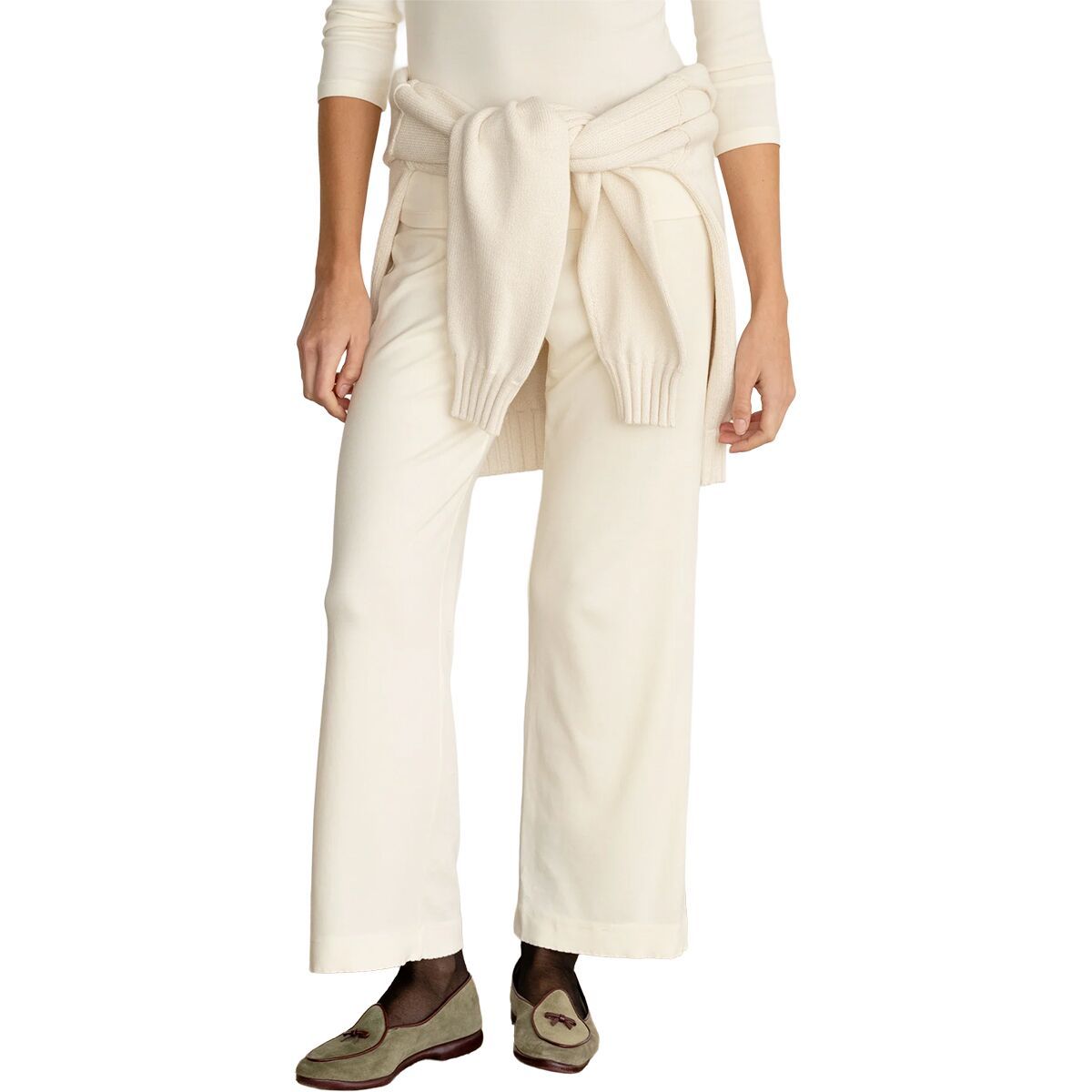 Image of Donni The Baby Rib Scallop Pant - Women's Creme, L