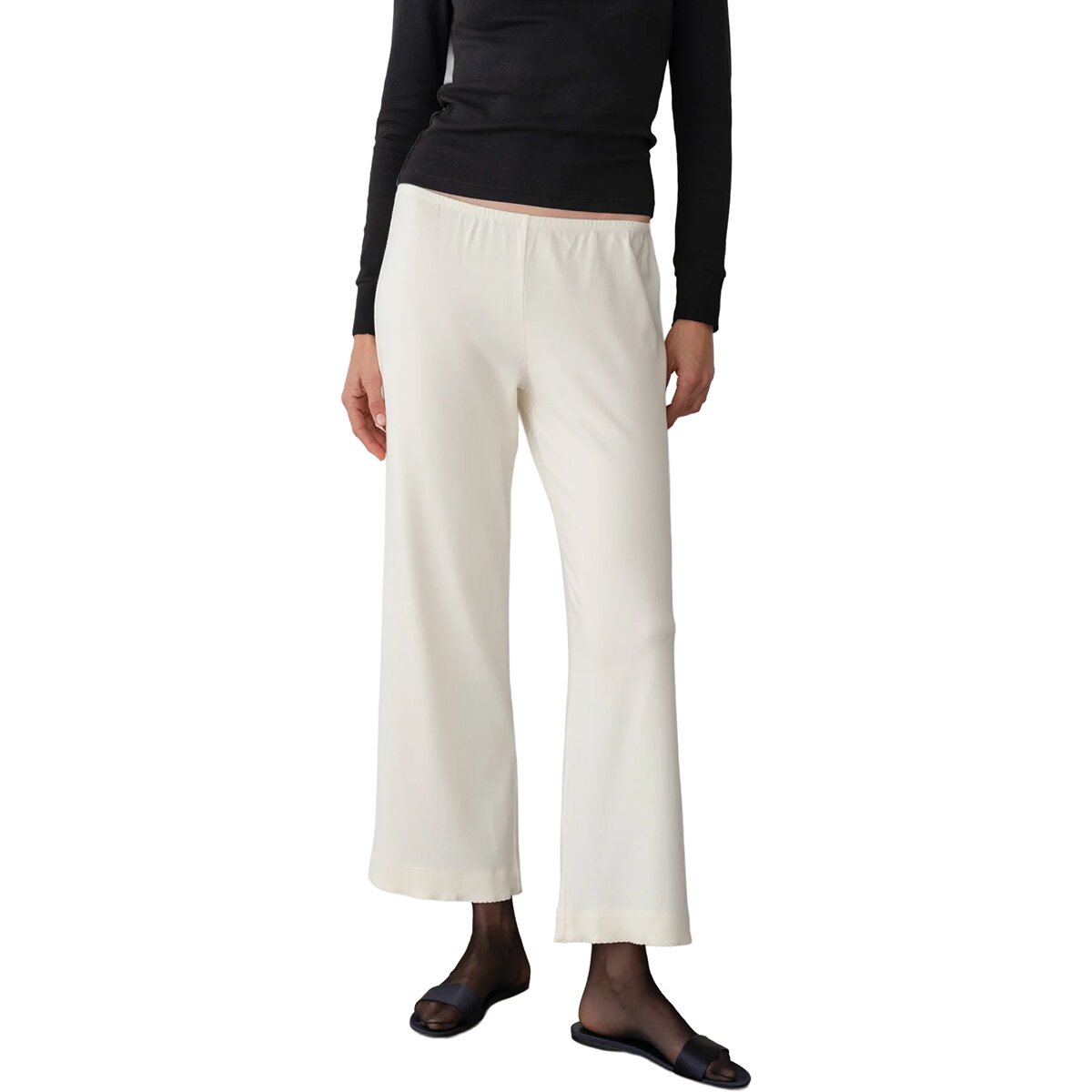 Image of Donni The Baby Rib Scallop Pant - Women's Creme 2, L