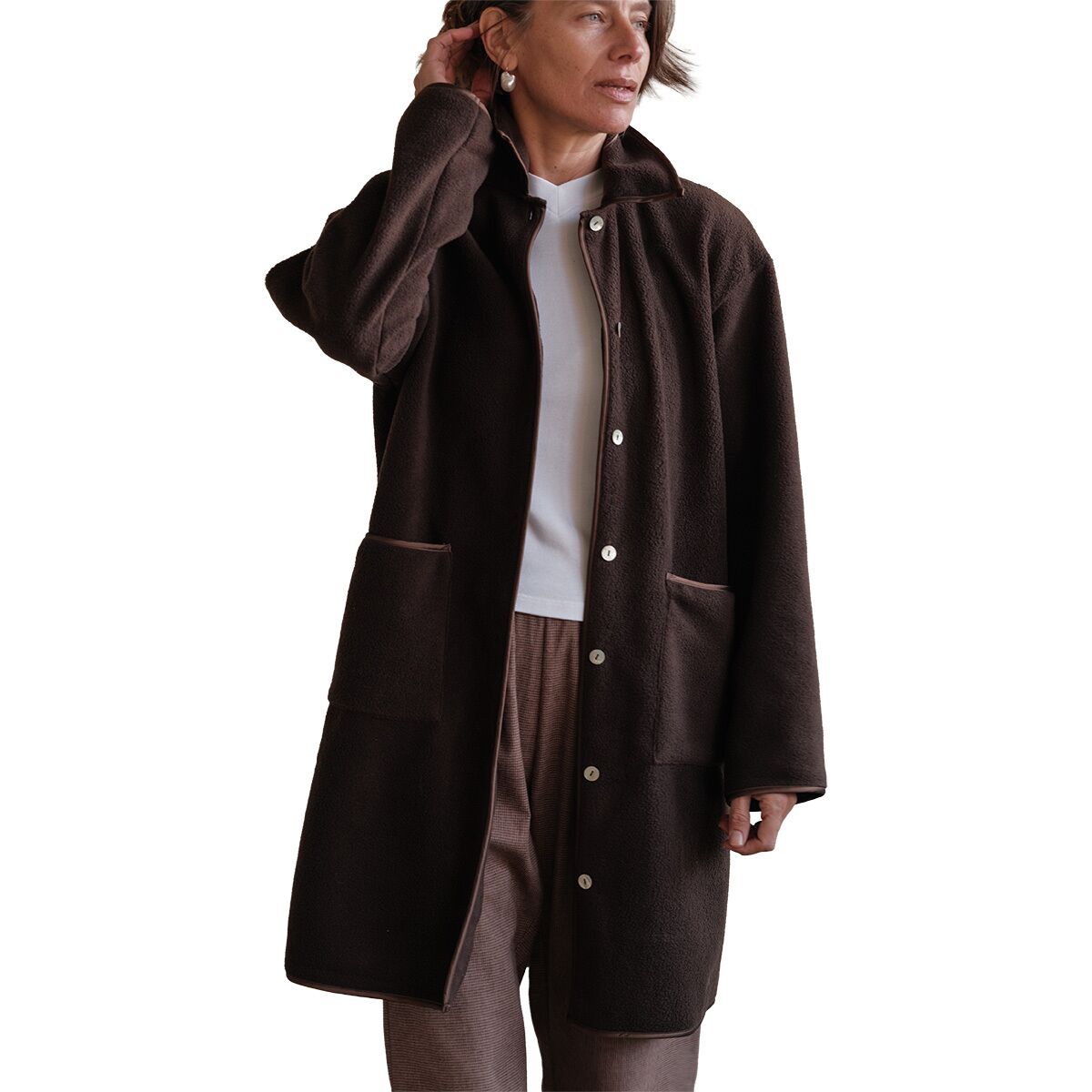 Image of Donni The Polar Fleece Coat - Women's Espresso, M