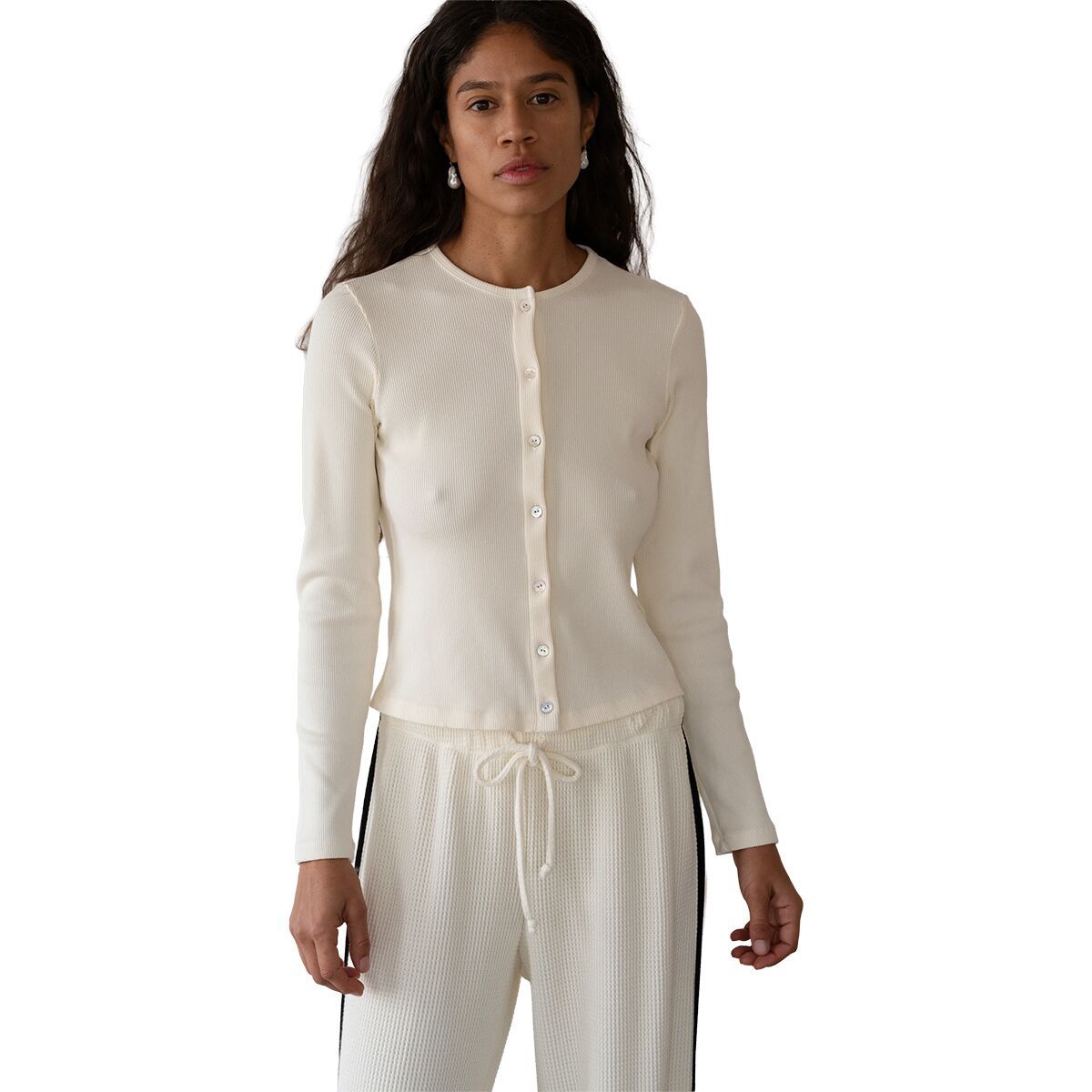 Image of Donni The Rib Cardigan - Women's Creme, M