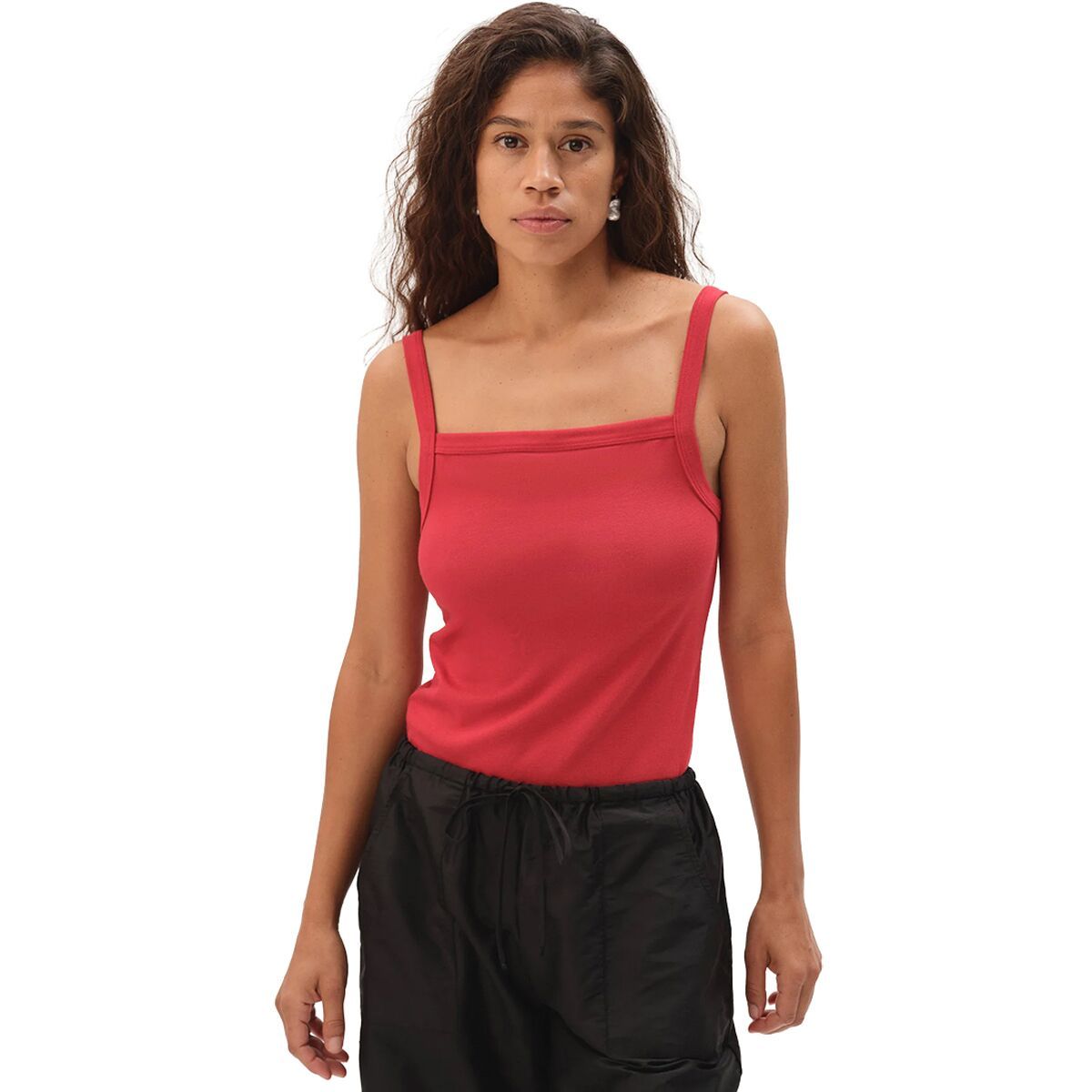Image of Donni The Baby Rib Square Neck Tank Top - Women's BellPepper, XS