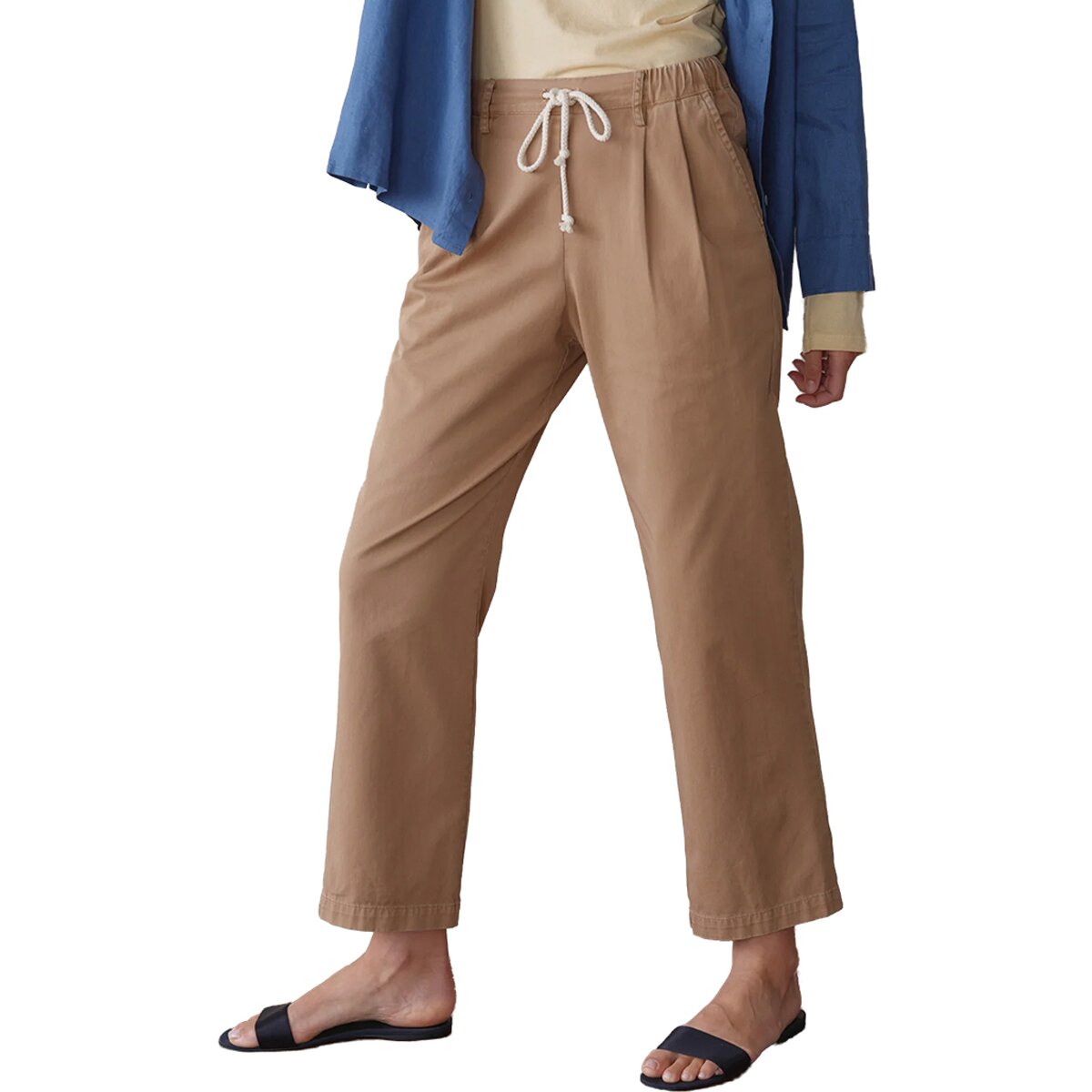 Image of Donni The Chino Drawstring Crop Pant - Women's Dark Khaki, L