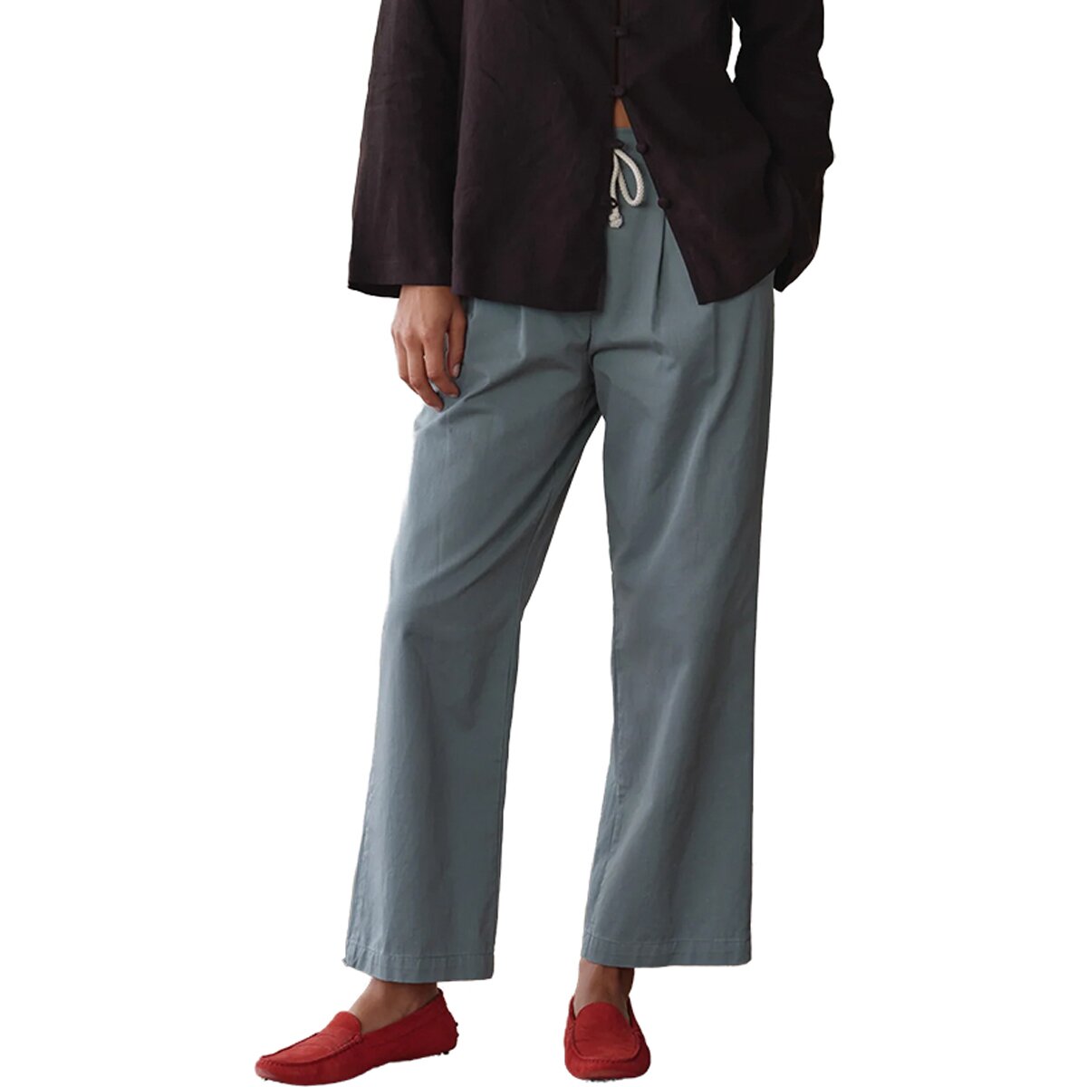 Image of Donni The Chino Drawstring Crop Pant - Women's Sage, M