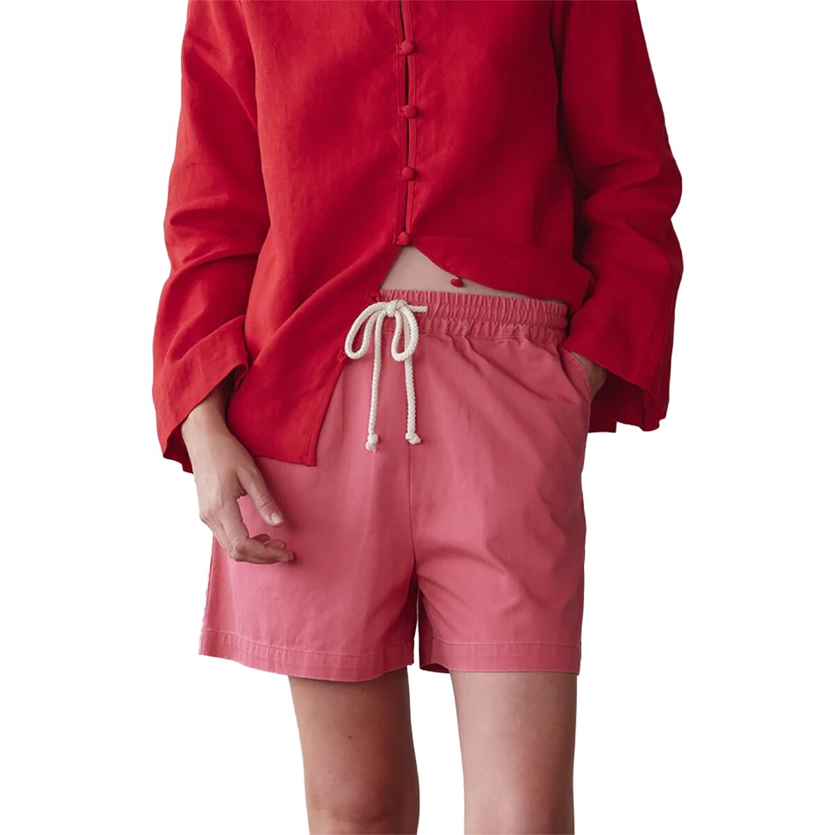 Image of Donni The Chino Drawstring Short - Women's Raspberry, M