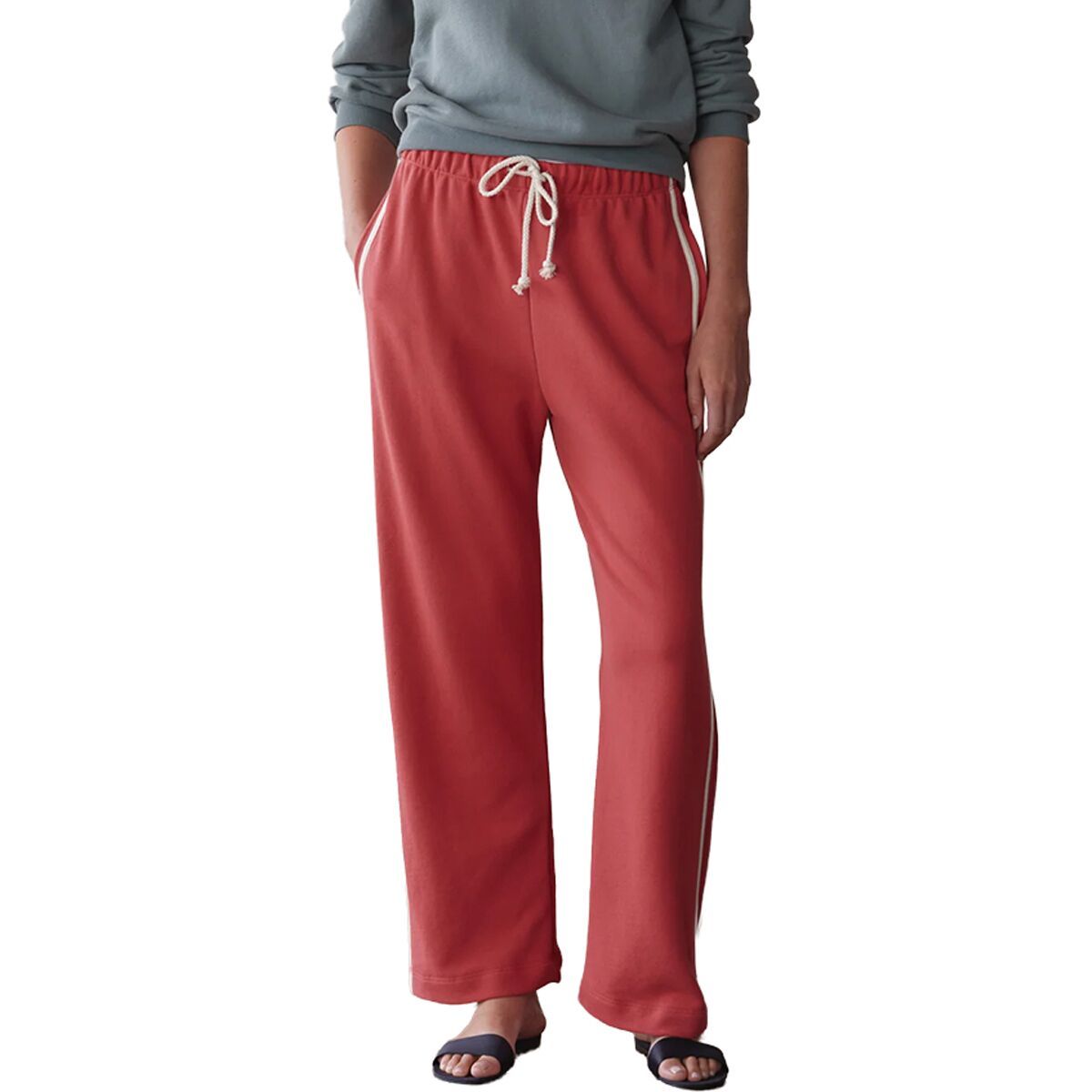 Image of Donni The Eco-Terry Stripe Pant - Women's Raspberry, M