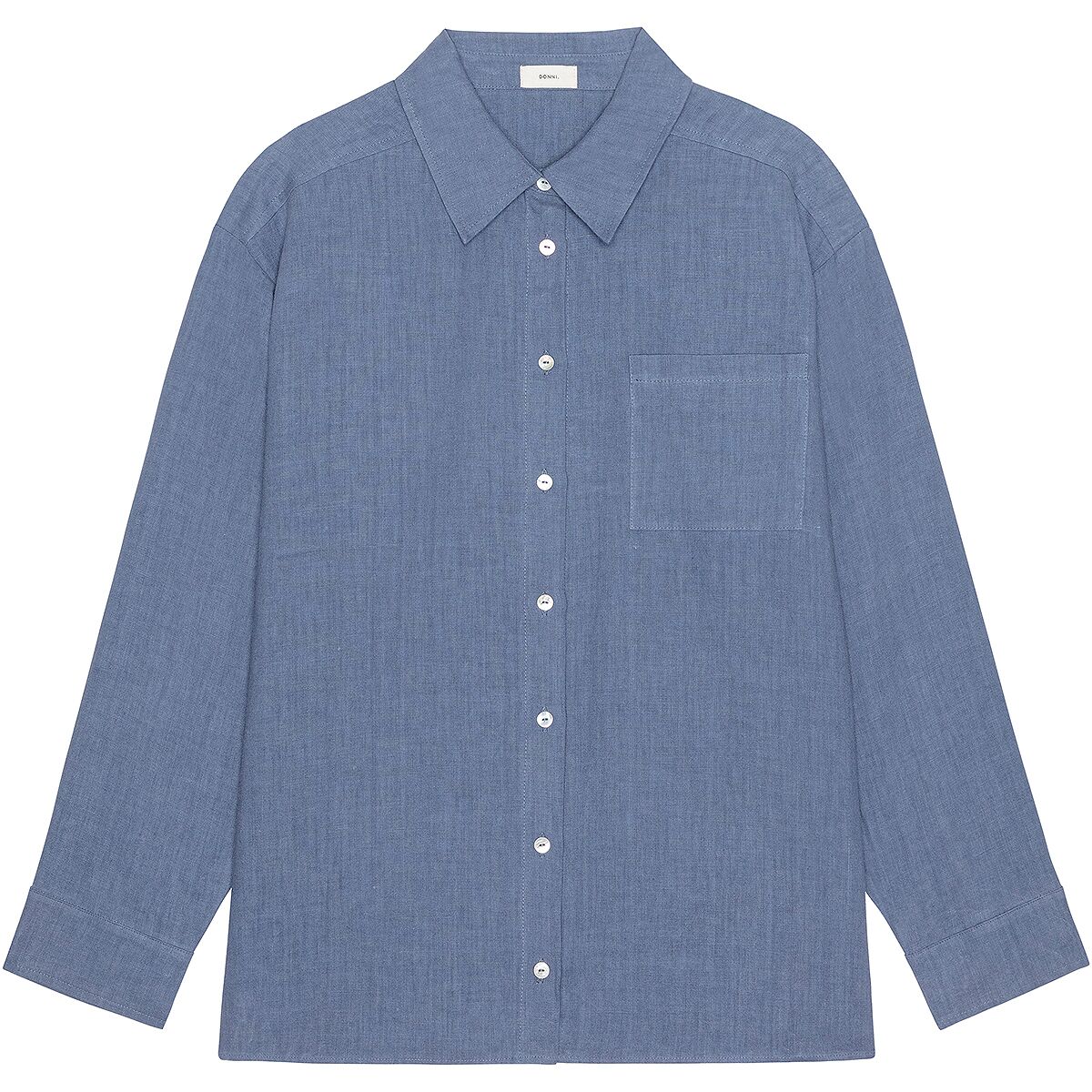 Image of Donni The Linen Relaxed Shirt - Women's Lapis, XL