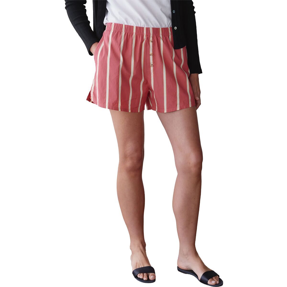 Image of Donni The Pop Stripe Boxer Underwear - Women's Raspberry, XS