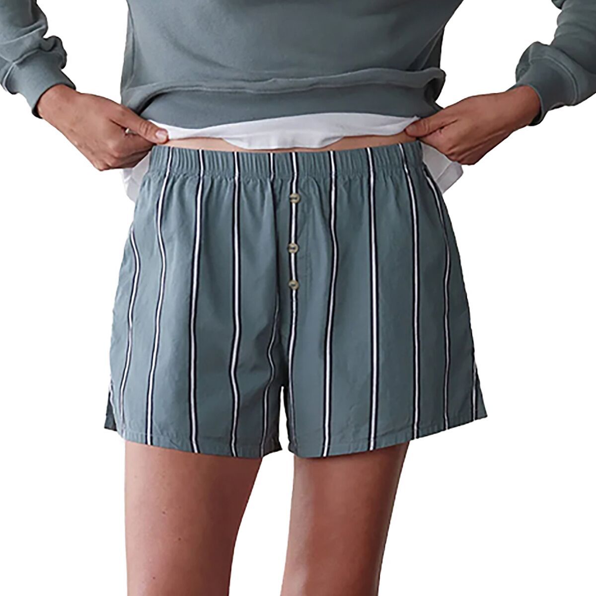 Image of Donni The Pop Stripe Boxer Underwear - Women's Sage, S