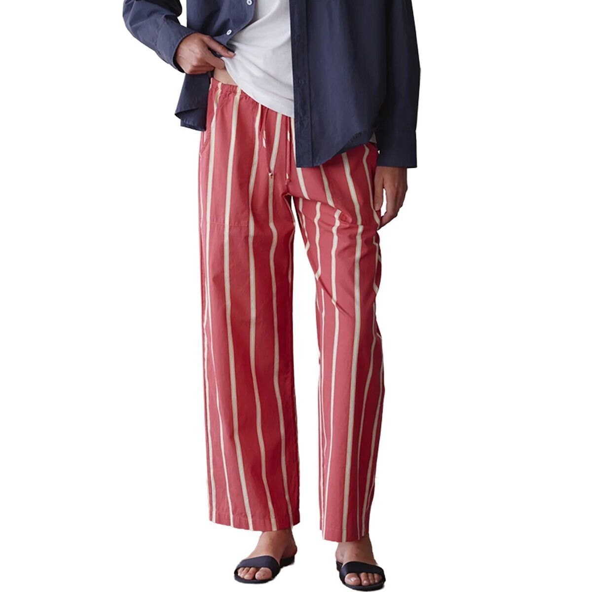 Image of Donni The Pop Stripe Drawstring Pant - Women's Raspberry, XL