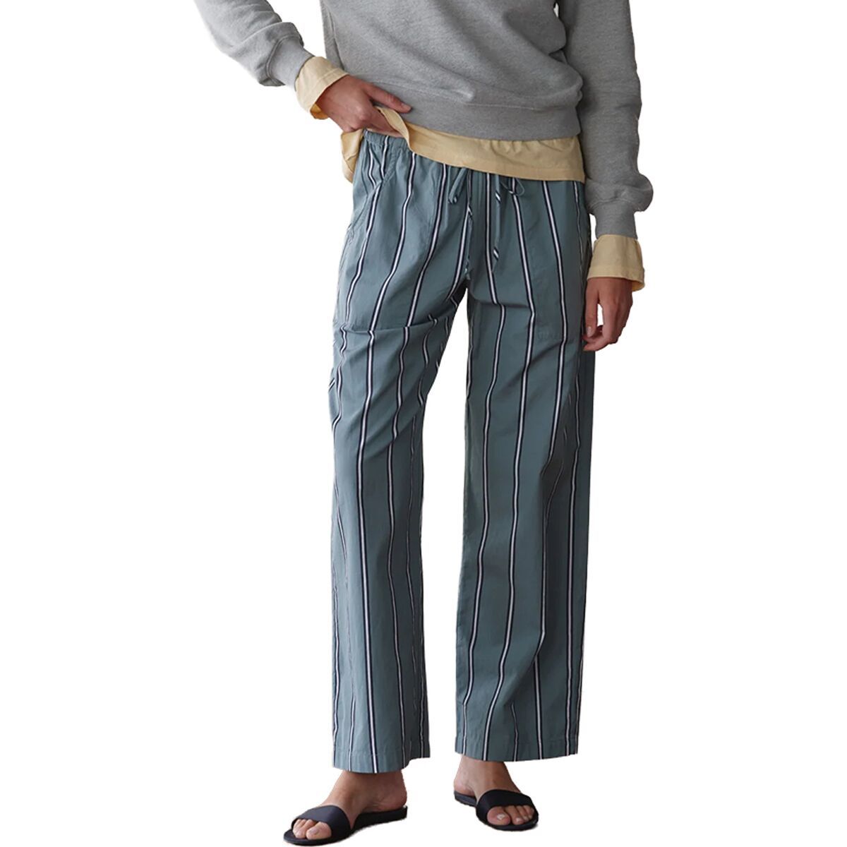 Image of Donni The Pop Stripe Drawstring Pant - Women's Sage, XL