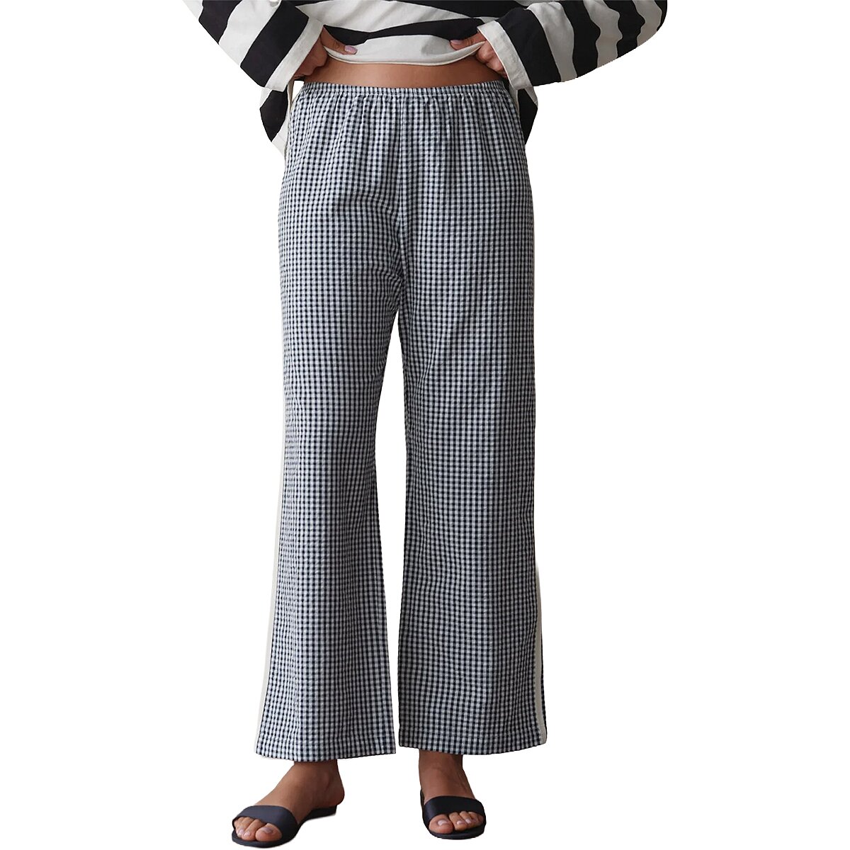 Image of Donni The Cotton Gingham Stripe Crop Pant - Women's Jet, S