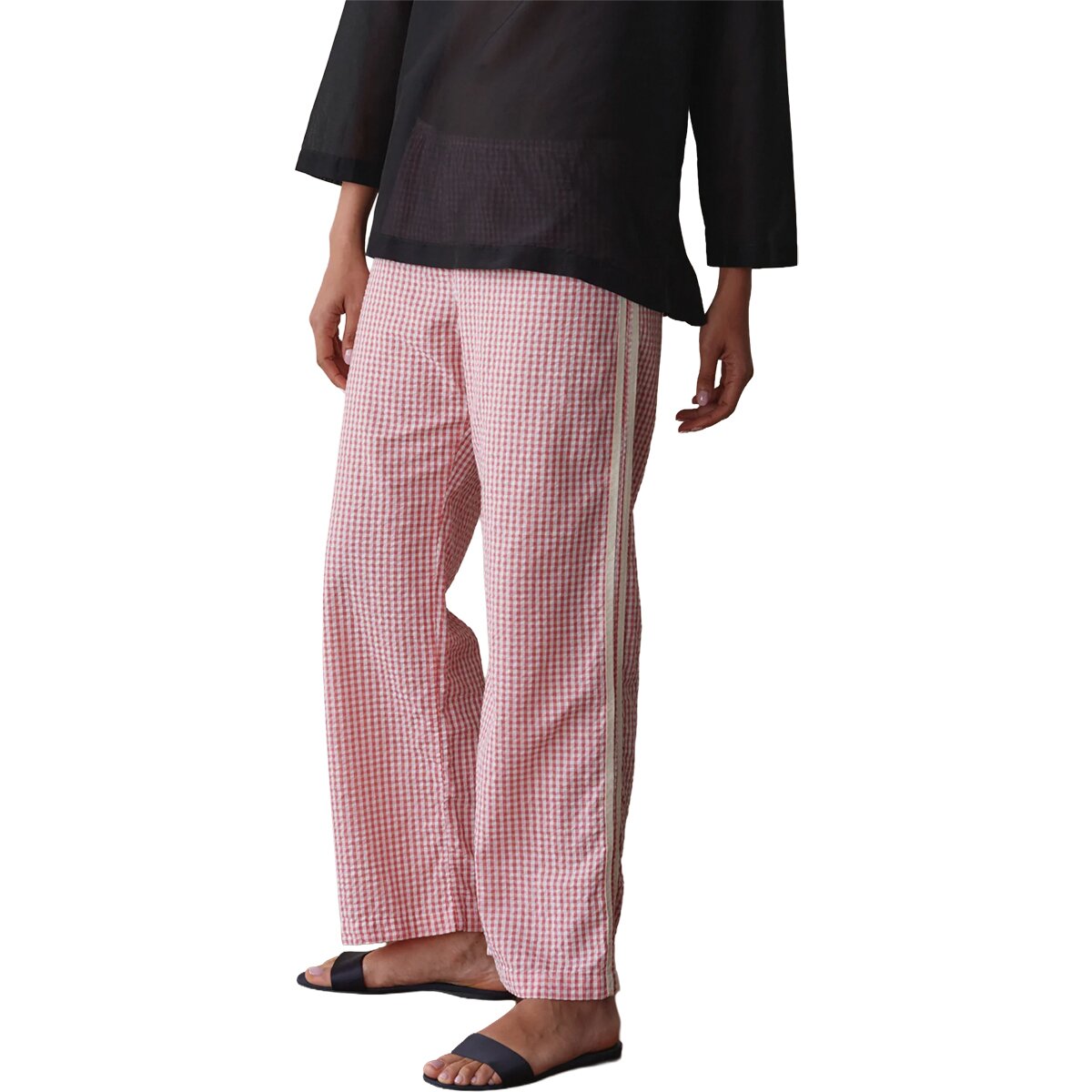 Image of Donni The Cotton Gingham Stripe Crop Pant - Women's Rhubard, M