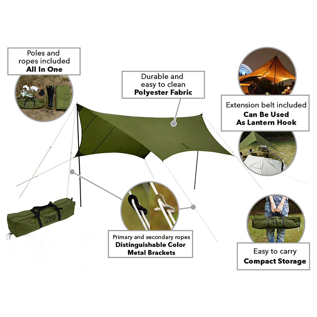 DOD Outdoors Itsuka Tarp + Poles - Hike & Camp