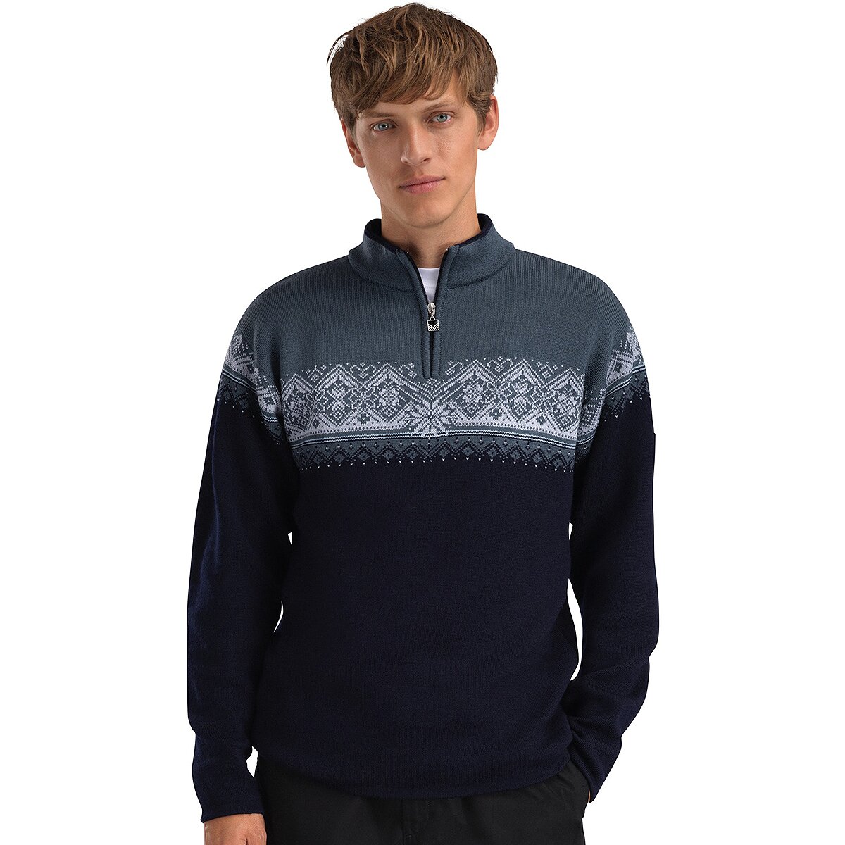 Image of Dale of Norway Moritz Sweater - Men's Marine Steel Ice, XL