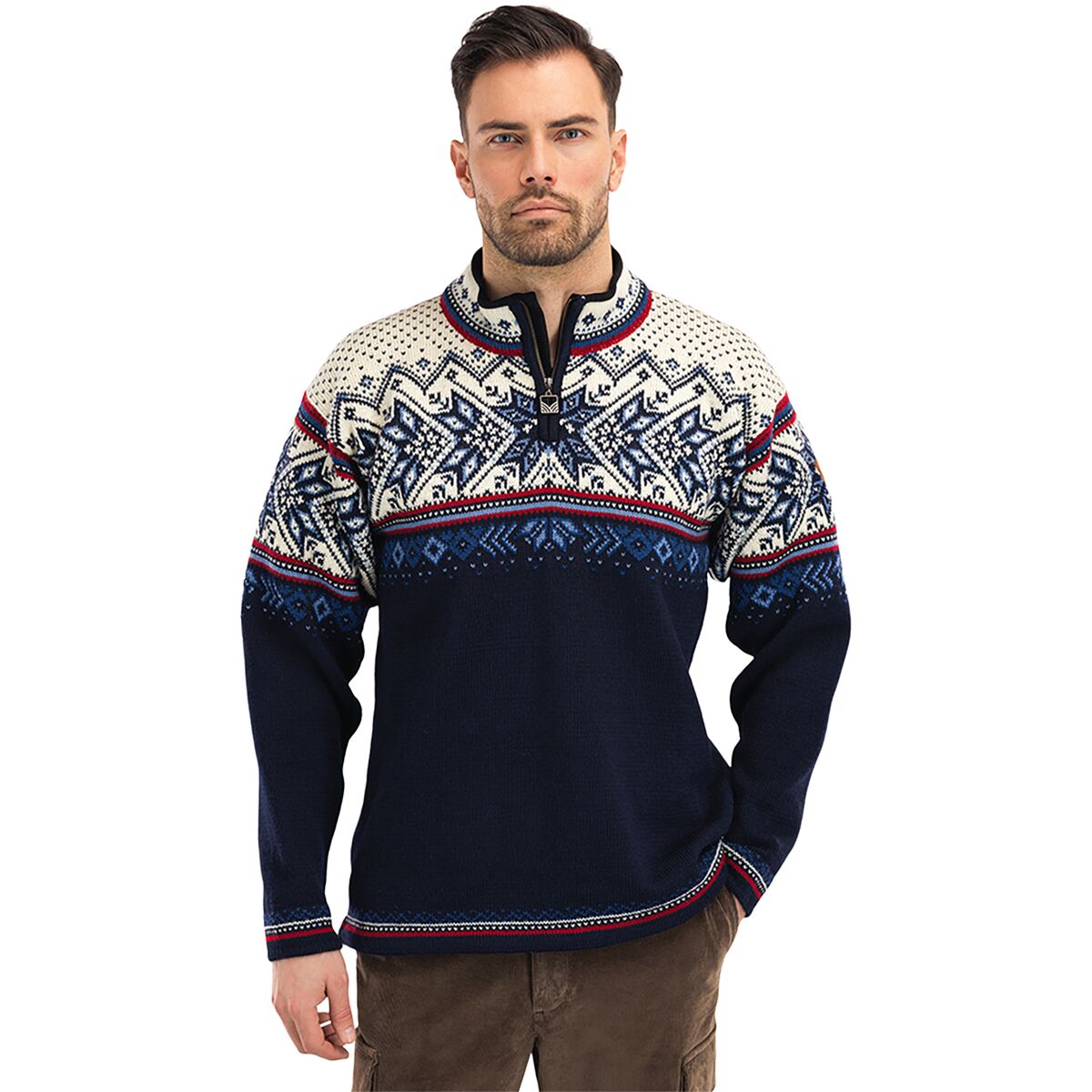 Dale of Norway Dale of Norway Vail Sweater - Men's Midnight Navy/Red Rose/Off White, M