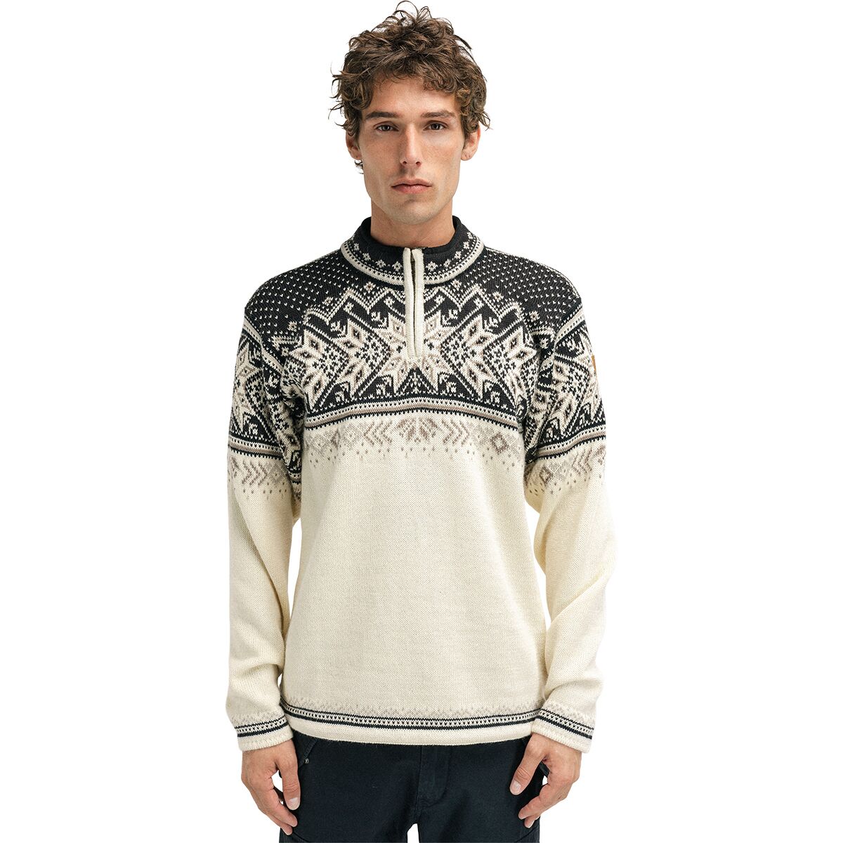 Image of Dale of Norway Vail Sweater - Men's Off White/Coffee/Mountainstone, L
