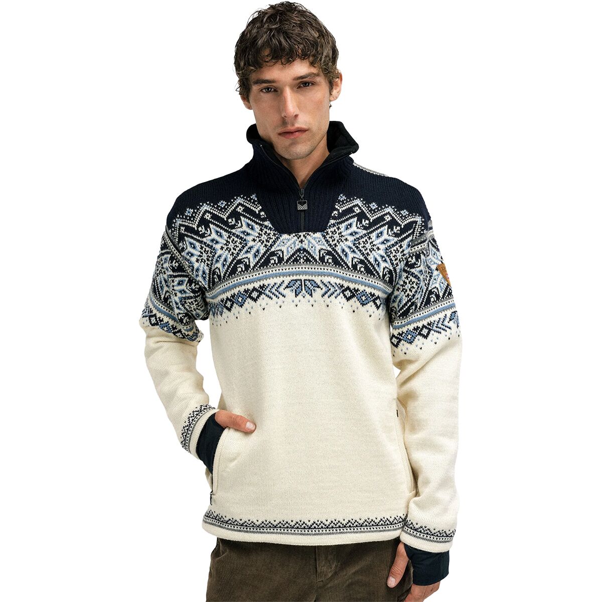 Image of Dale of Norway Vail Sweater - Men's Off White/Smoke/Midnight Navy, XXL