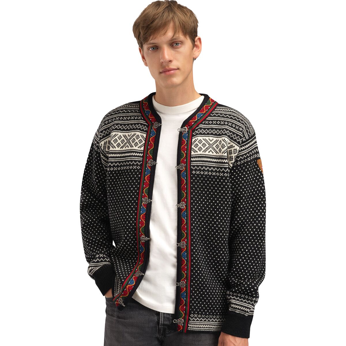 Image of Dale of Norway Setesdal Uni Jacket - Men's Black/Off White, XXL