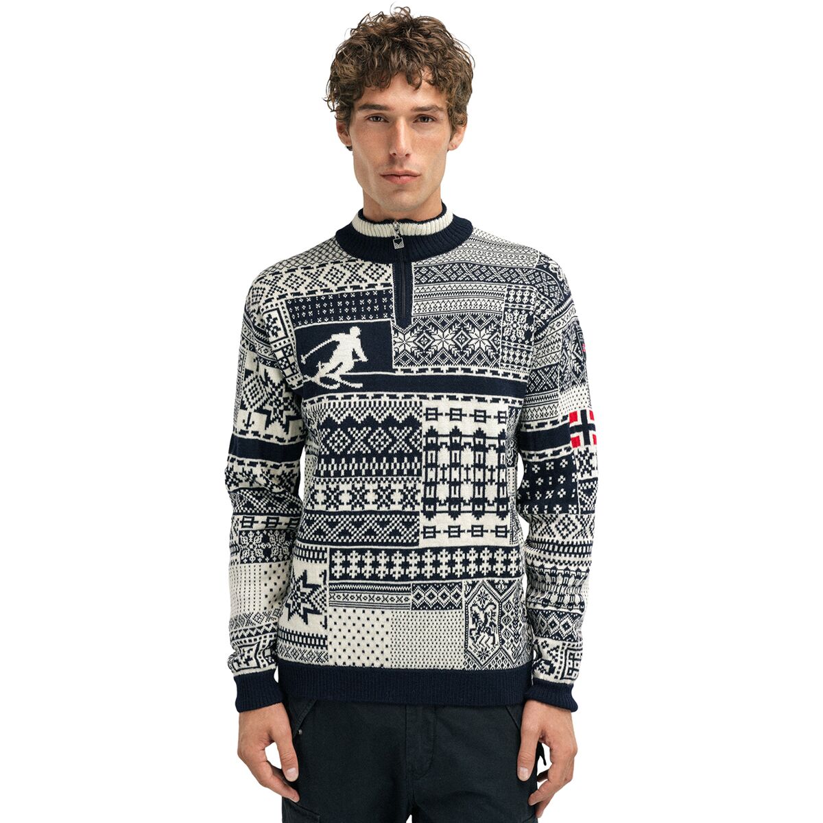 Image of Dale of Norway OL History Sweater - Men's Navy/Off White/Raspberry, M