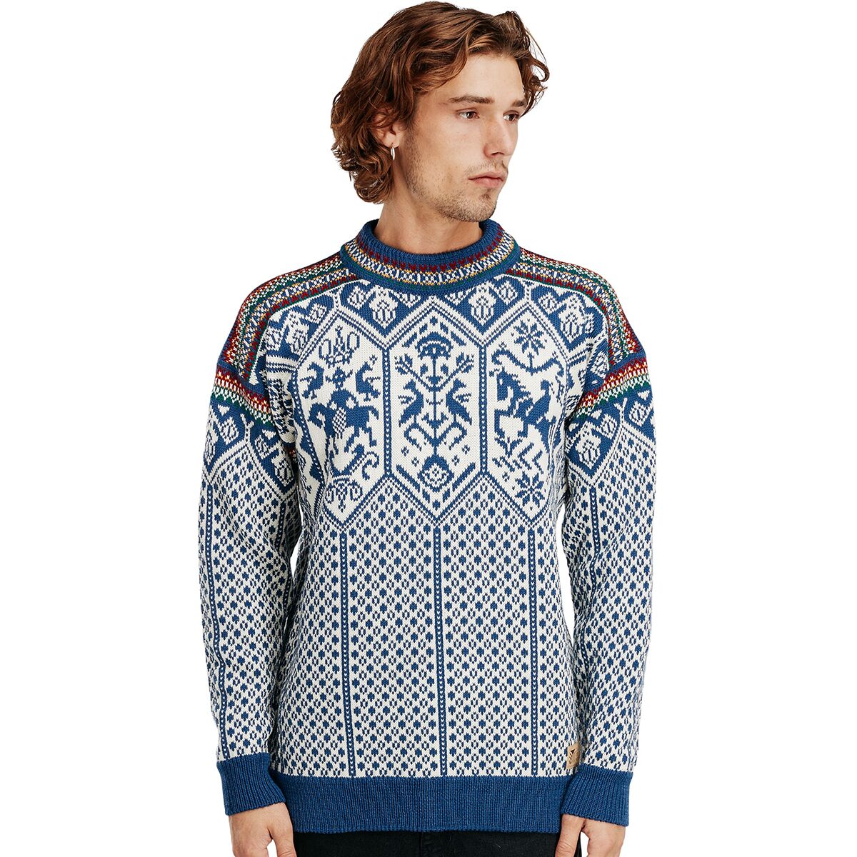 Image of Dale of Norway 1994 Sweater - Men's Indigo/Mustard/Bottle Green, L