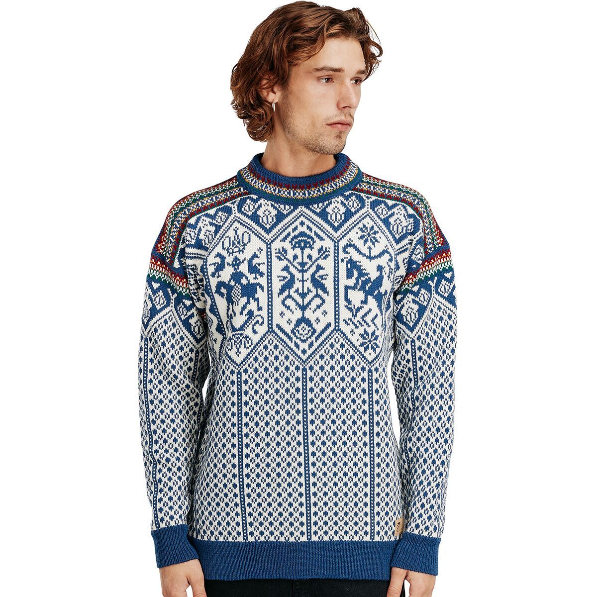 Image of Dale of Norway 1994 Sweater - Men's Indigo/Mustard/Bottle Green, S