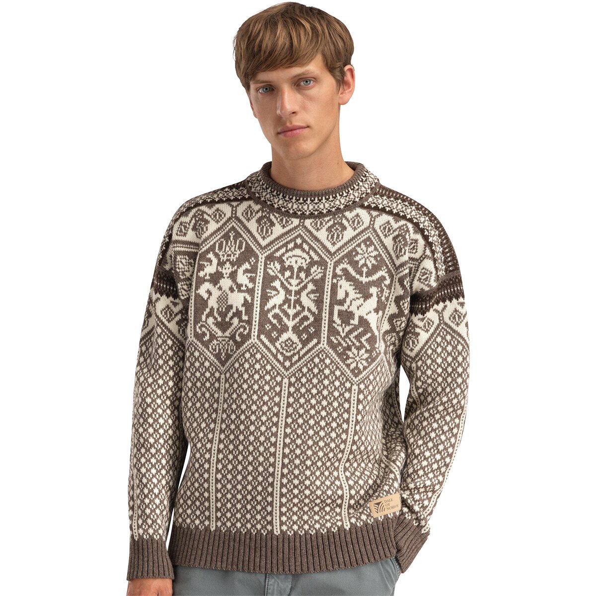 Image of Dale of Norway 1994 Sweater - Men's Nutmeg Nat.white Coffee, L