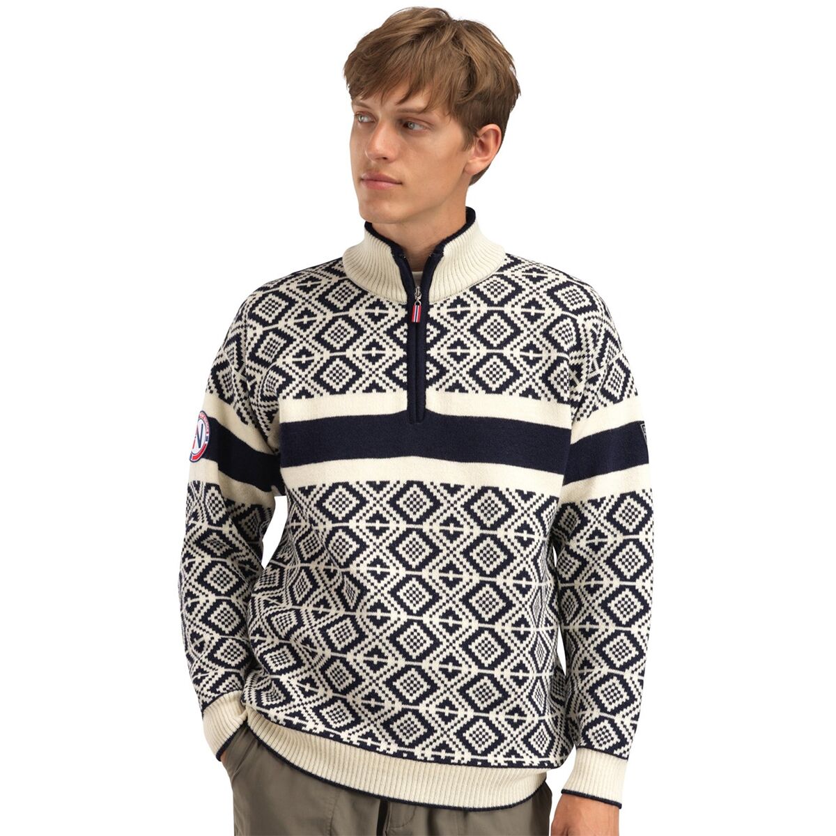Image of Dale of Norway Team Norway 2026 Cortina Sweater - Men's Navy/Off White, XL