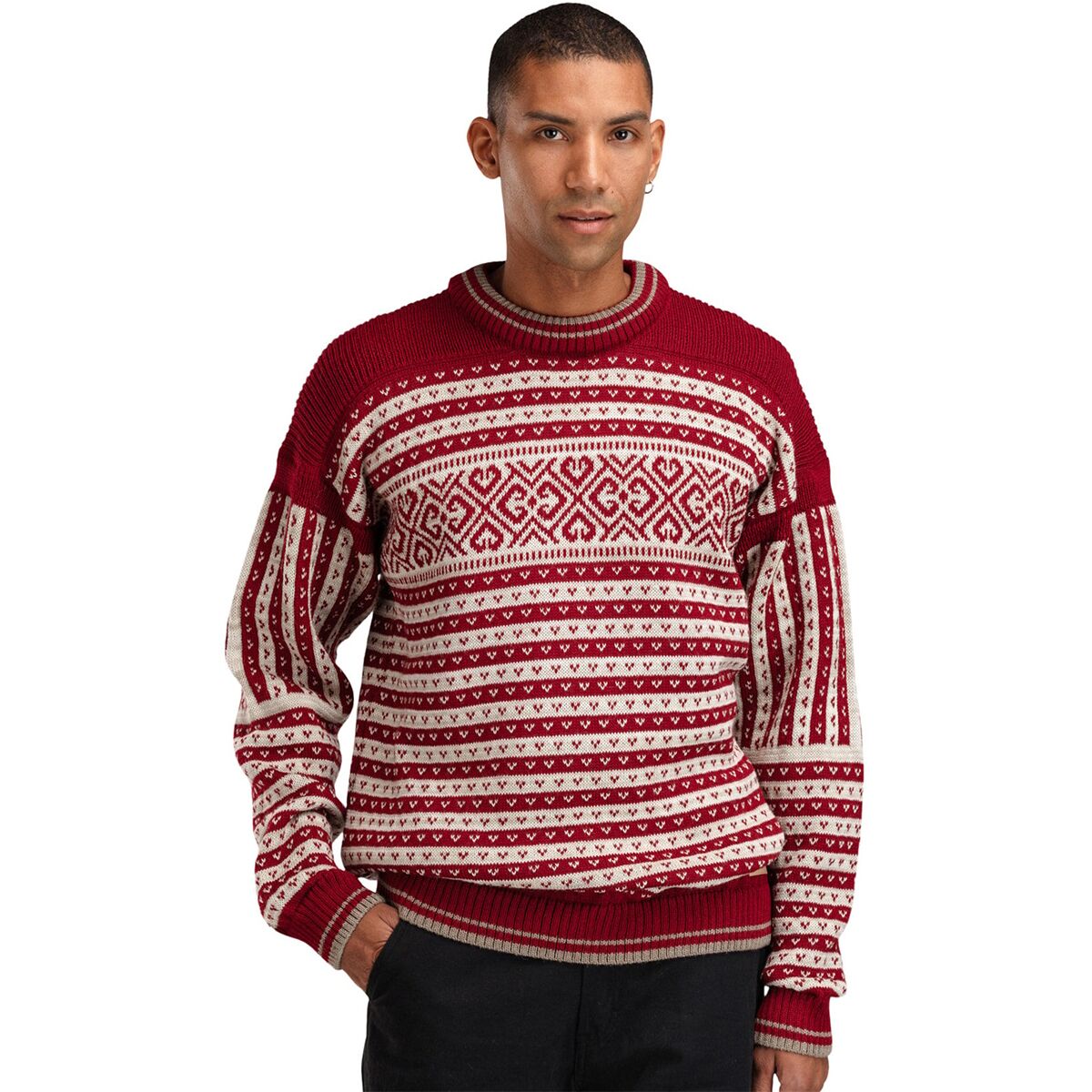 Dale of Norway Dale of Norway Ramberg Sweater - Men's Red Rose/Mountainstone/Sand Melange, XL