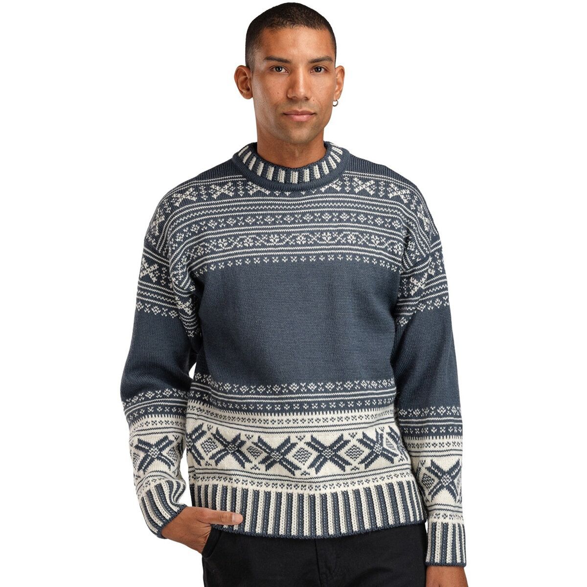 Image of Dale of Norway Torridal Sweater - Men's Steel/Off White, S