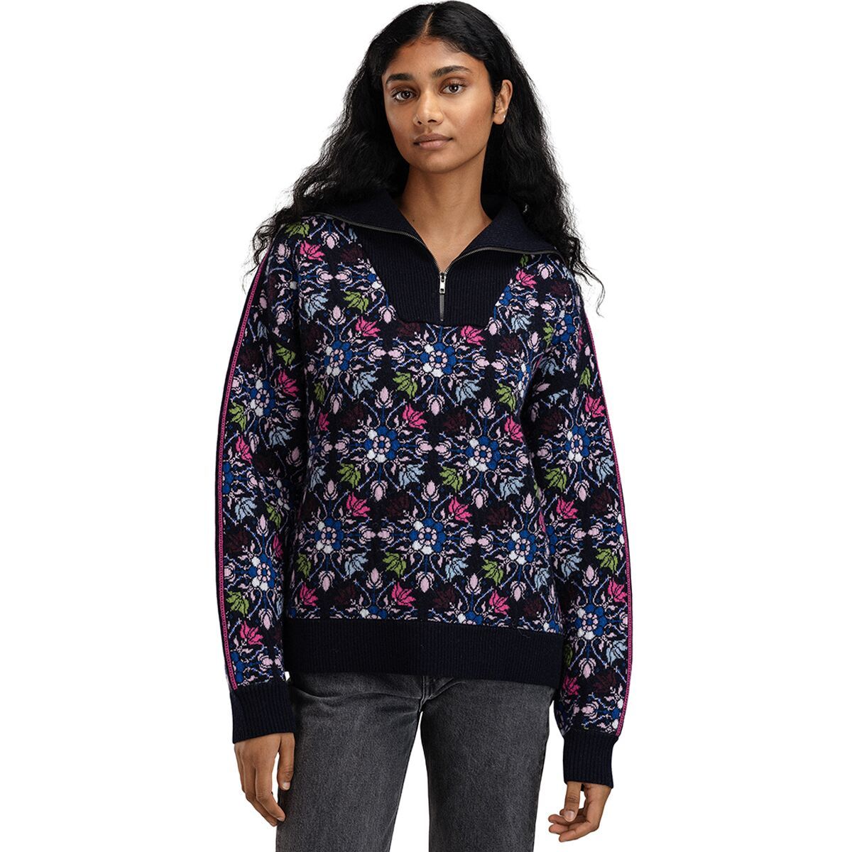 Dale of Norway Fjaere Sweater - Women's Navy/Ultra/Marine/Pink, S