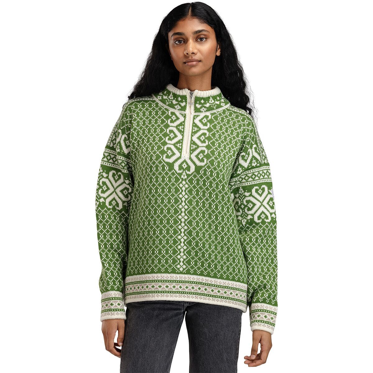 Image of Dale of Norway Leknes Sweater - Women's Spring Green/Off White/Sand/Melange, S